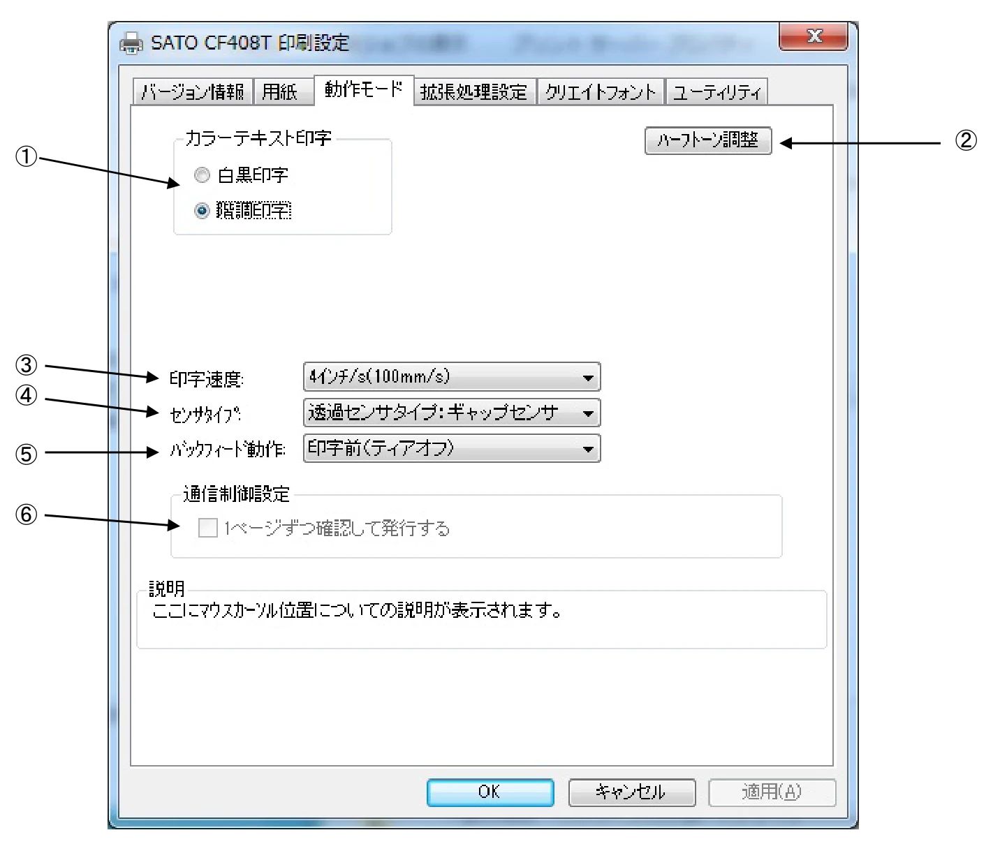 サトー CF408T プリンタドライバ説明書(第8版) — 1.4. 動作モード — 図版 17-1 — 17ページ