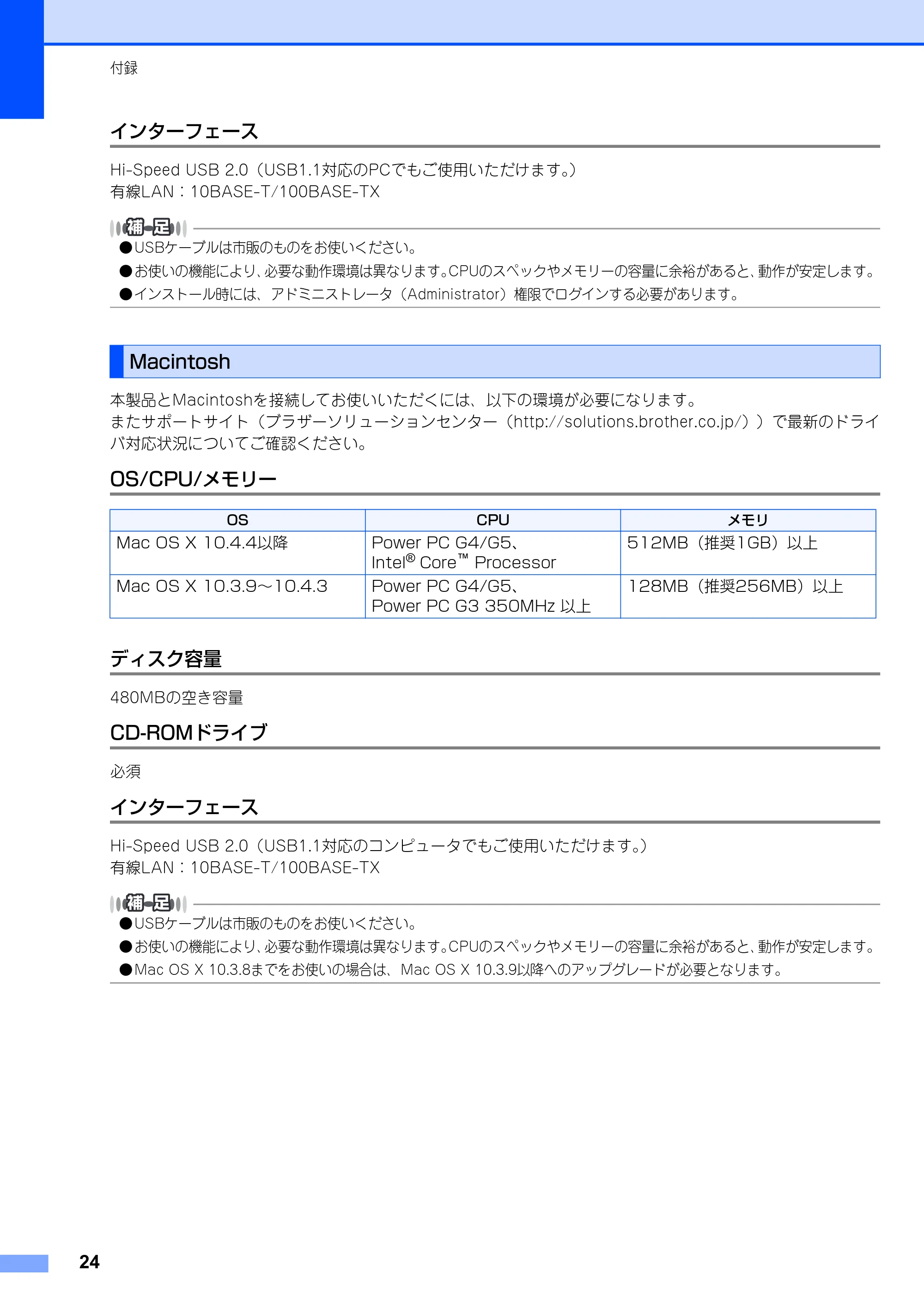 ブラザー DCP-9010CN かんたん設置ガイド — インターフェース — 原本ページ — 24ページ