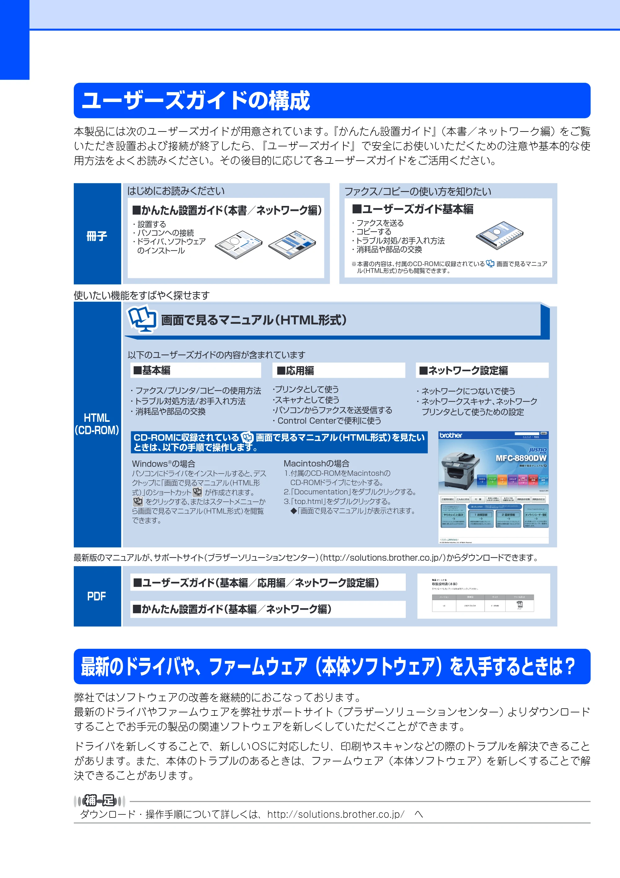ブラザー MFC-8890DW かんたん設置ガイド — ユーザーズガイドの構成 — 原本ページ — 2ページ
