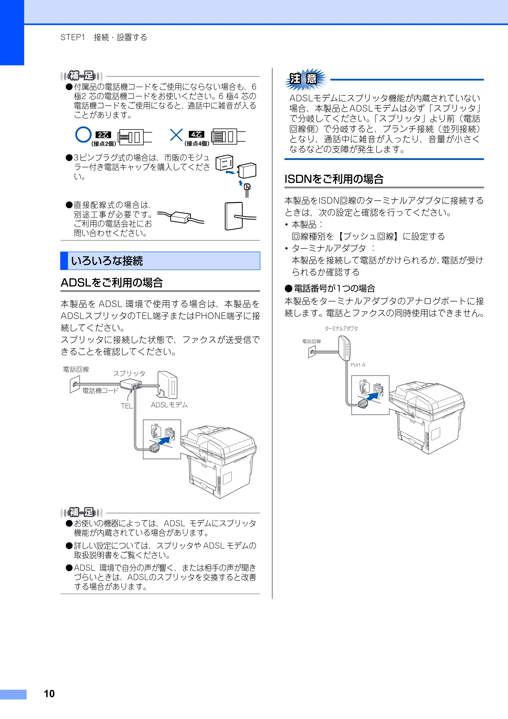 ブラザー MFC-8890DW かんたん設置ガイド — いろいろな接続 — 原本ページ — 12ページ