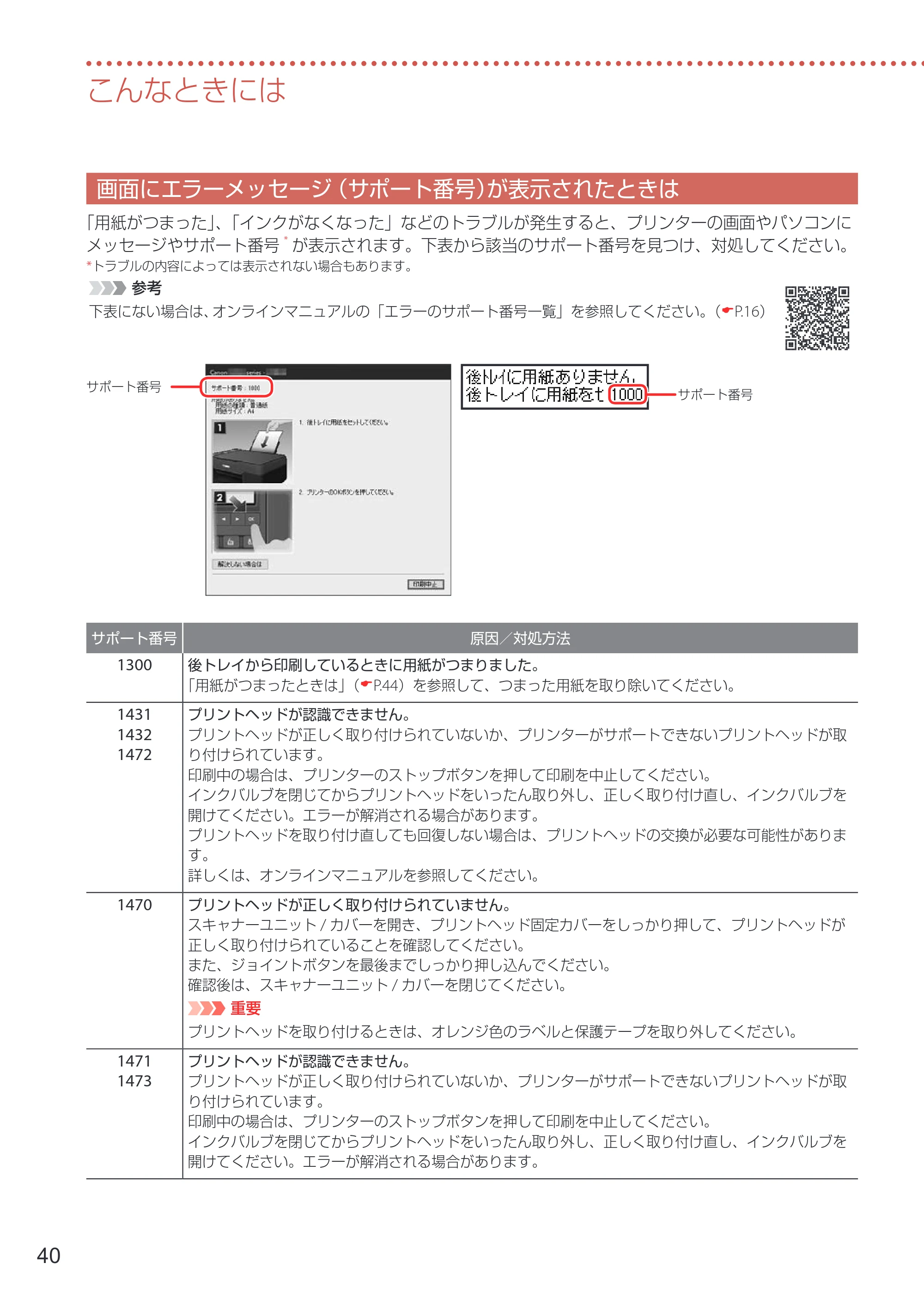 キヤノン G3360 設置・基本操作マニュアル 2022年2月15日掲載（PDF：5.91MB） — 画面にエラーメッセージ（サポート番号）が表示されたときは — 原本ページ — 42ページ