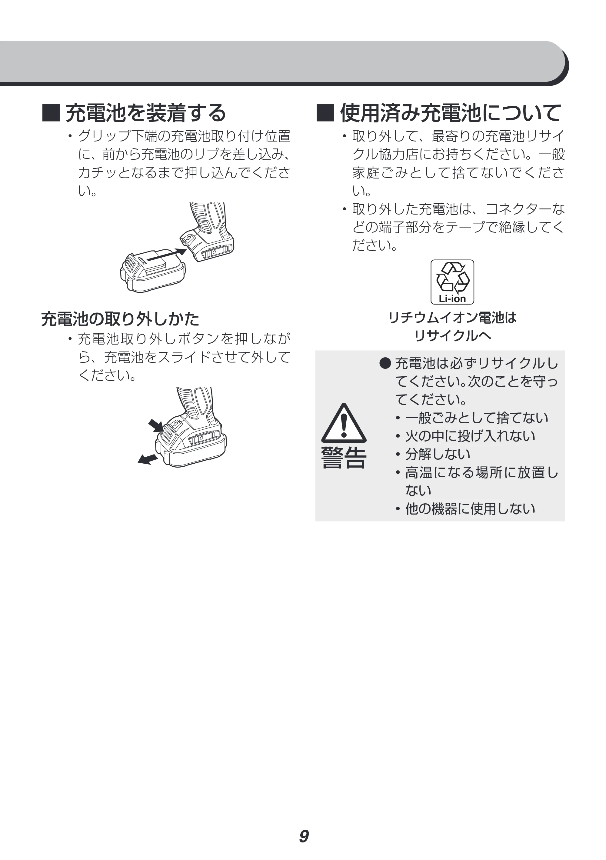 アイリスオーヤマ JID80 取扱説明書 — 原本ページ — 9ページ