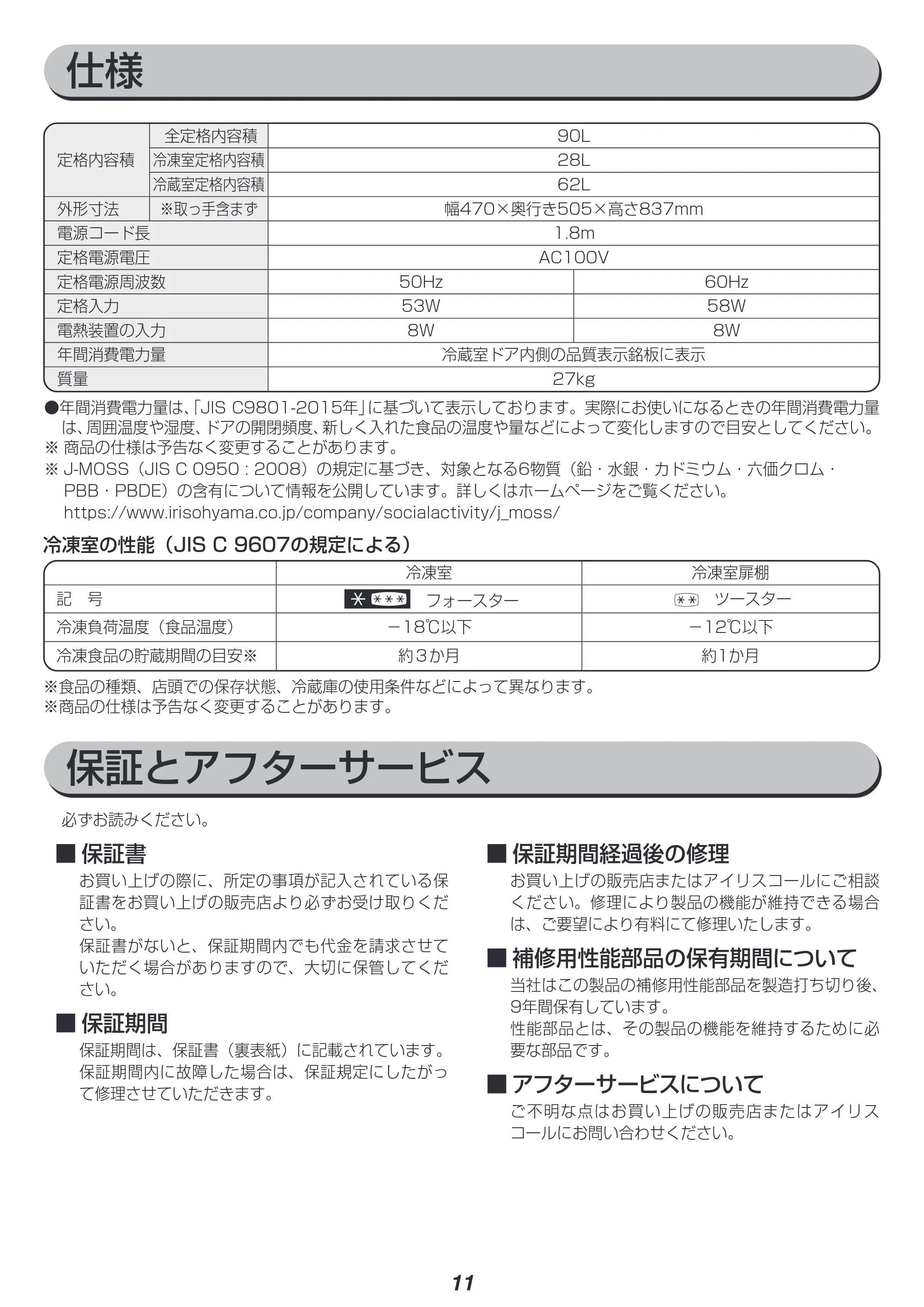 アイリスオーヤマ IRGD-9A 取扱説明書 — 原本ページ — 11ページ