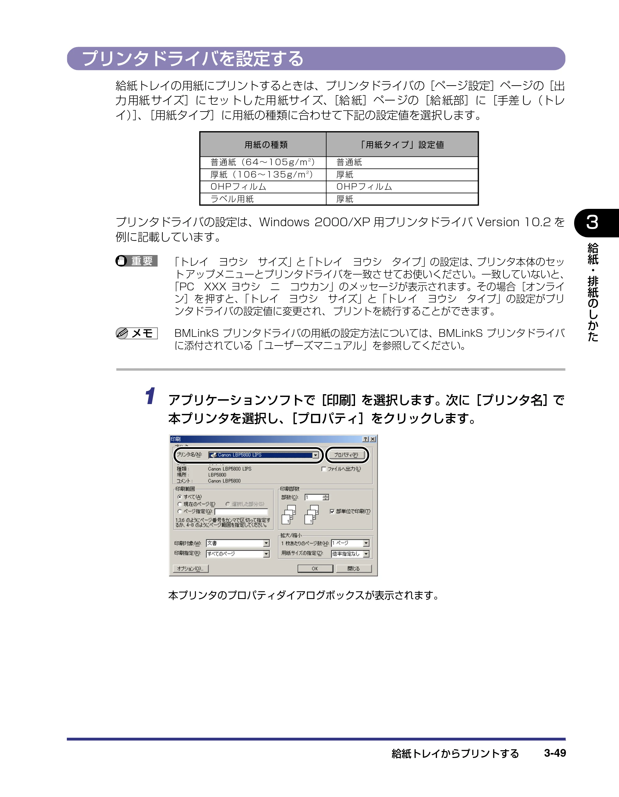 キヤノン LBP5800/5700 ユーザーズガイド 2006年5月25日更新 （PDF形式／9.62Mバイト） — プリンタドライバを設定する — 原本ページ — 125ページ