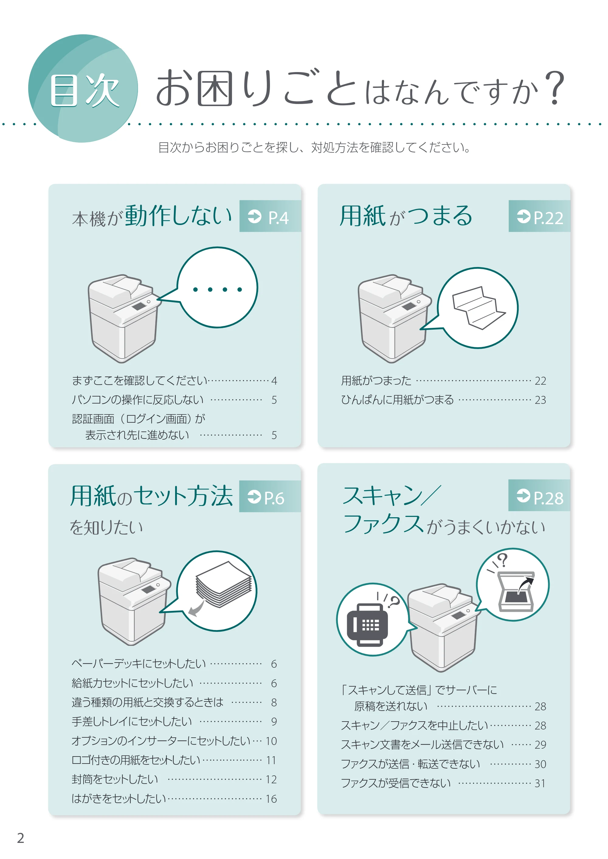 キヤノン A3機用) お困りごと解決ガイド 2020年5月14日更新（PDF：12.5MB） — お困りごとはなんですか？ — 原本ページ — 2ページ