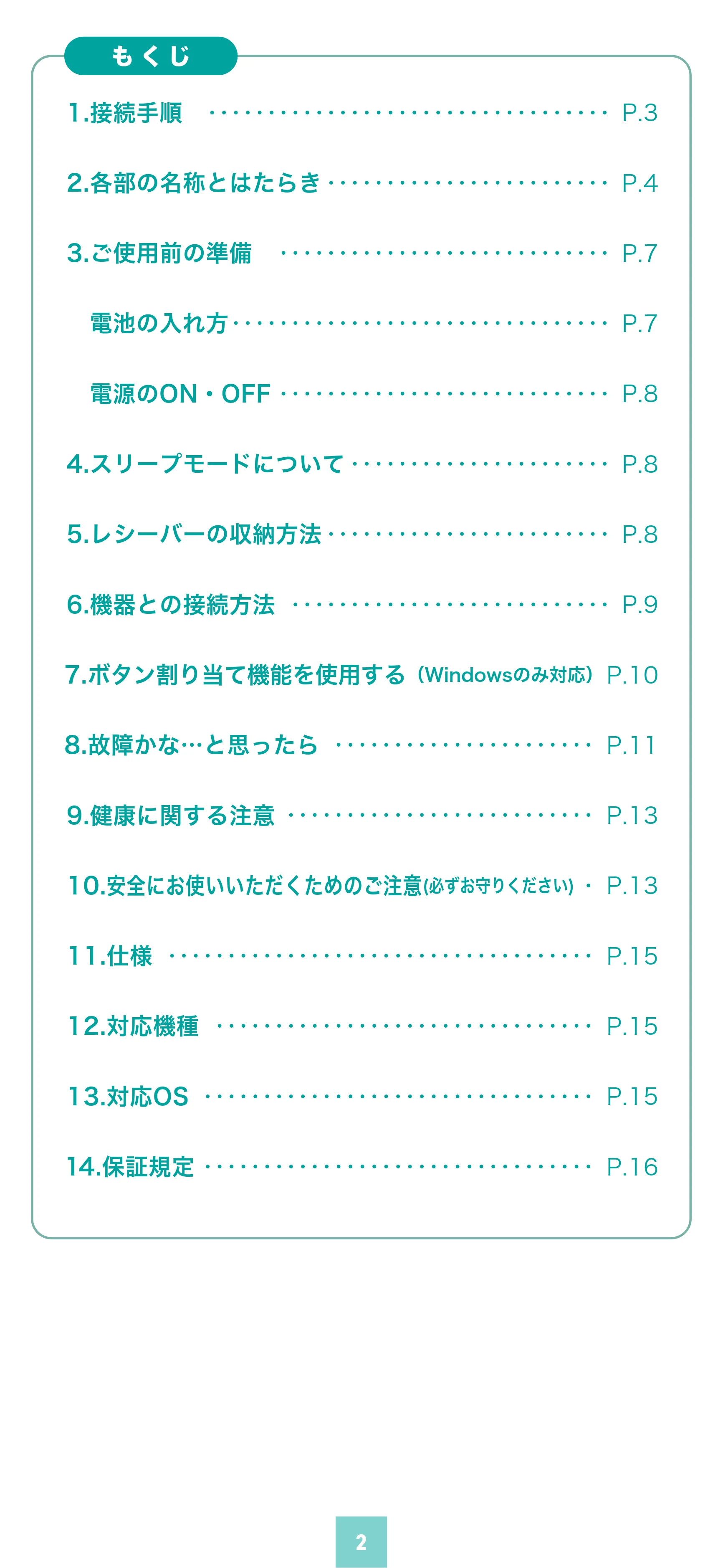 サンワサプライ MA-WBS530BK 取扱説明書 — 原本ページ — 2ページ