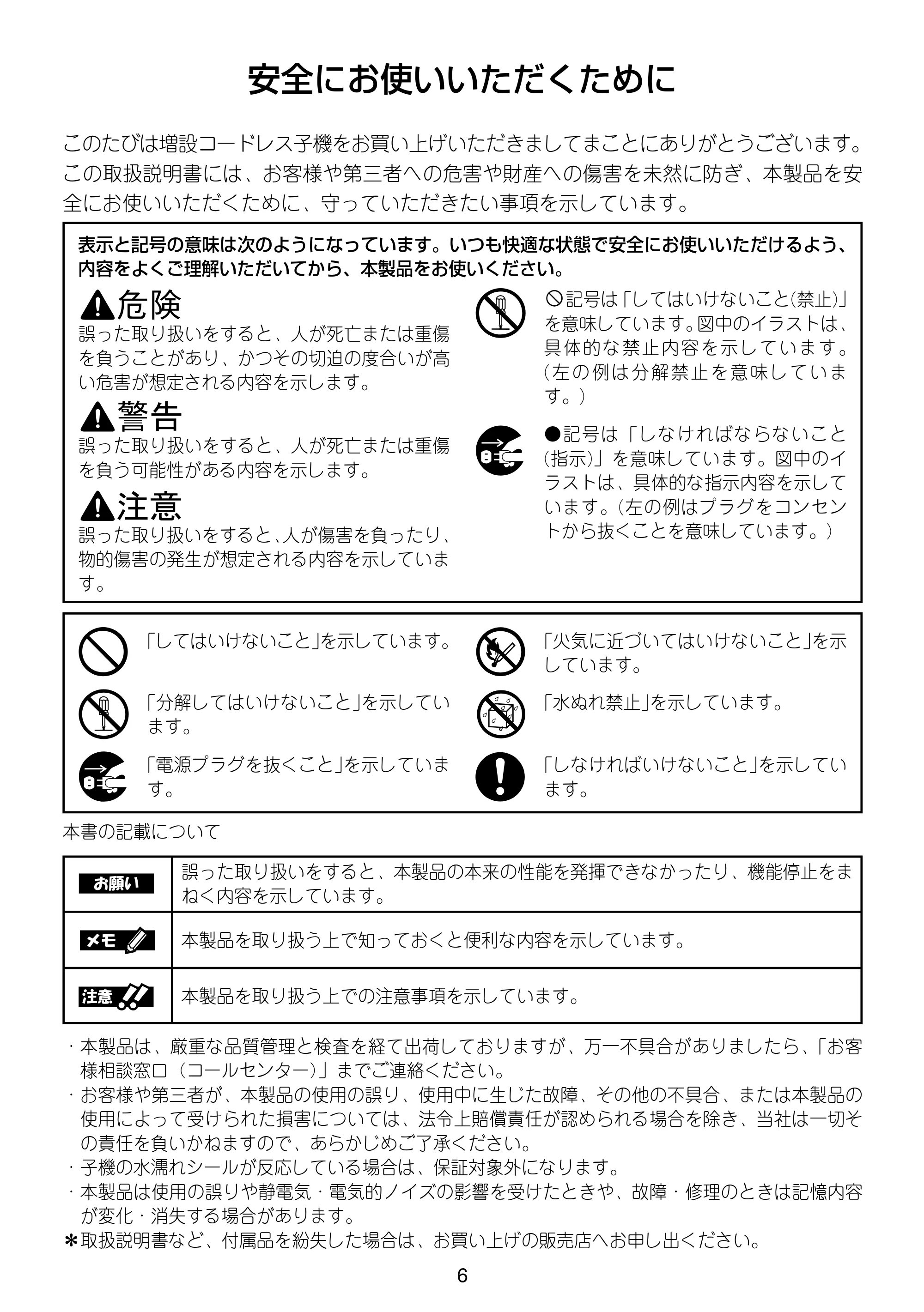 ブラザー MFC-670CD / MFC-670CDW / MFC-930CDN / MFC-930CDWN 増設コードレス子機取扱説明書 — 原本ページ — 6ページ