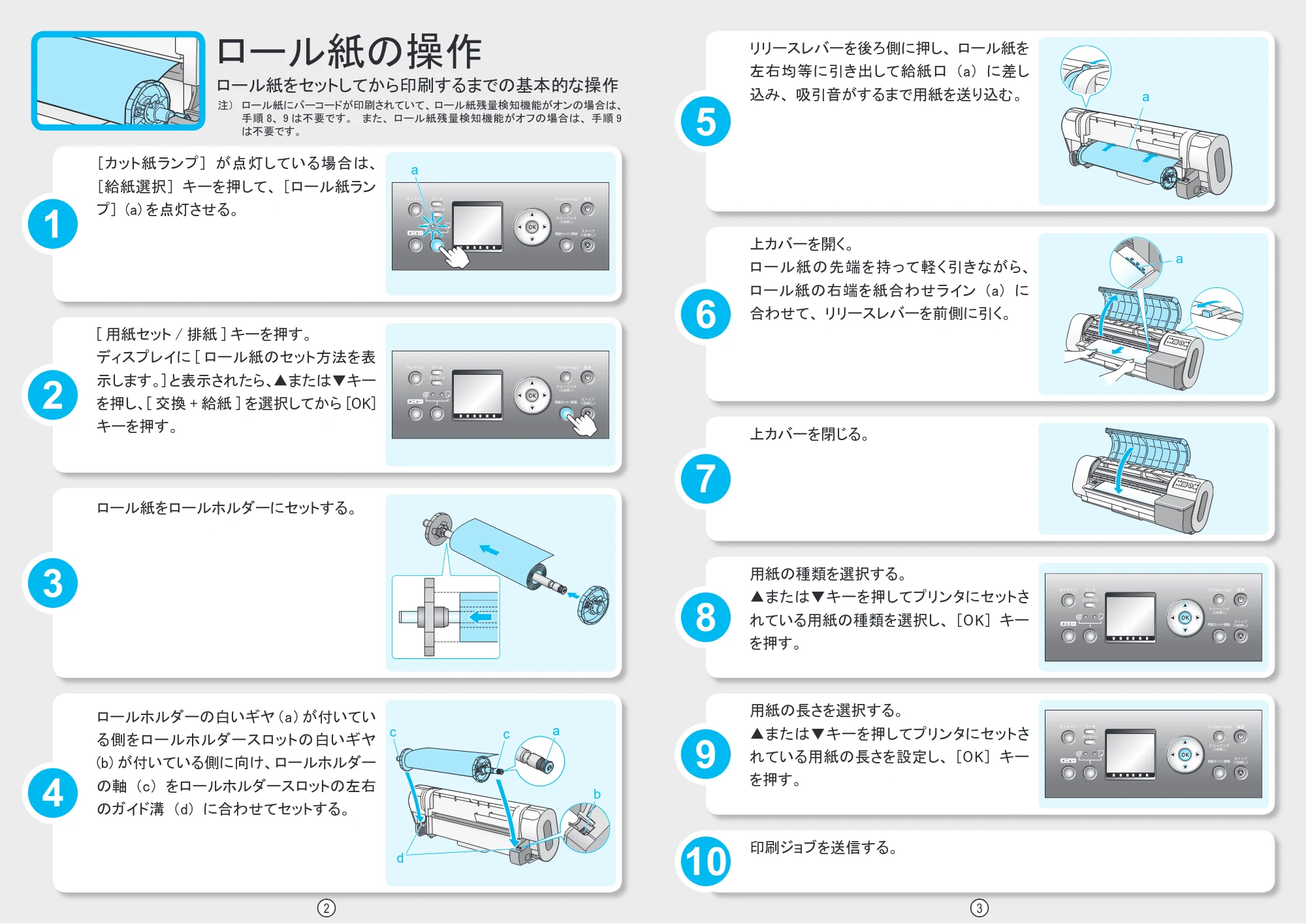キヤノン iPF710 クイック操作ガイド (PDF形式/2.42Mバイト) — ロール紙の操作 — 原本ページ — 2ページ