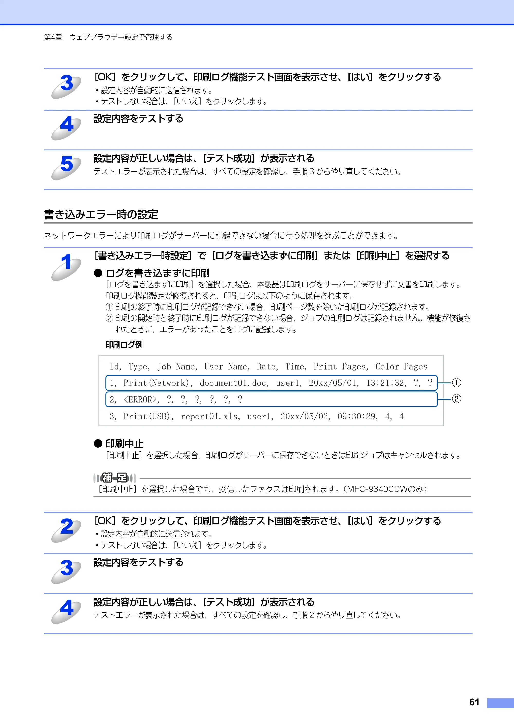 ブラザー DCP-9020CDW / MFC-9340CDW ユーザーズガイド ～ネットワーク編～ — 書き込みエラー時の設定 — 原本ページ — 62ページ