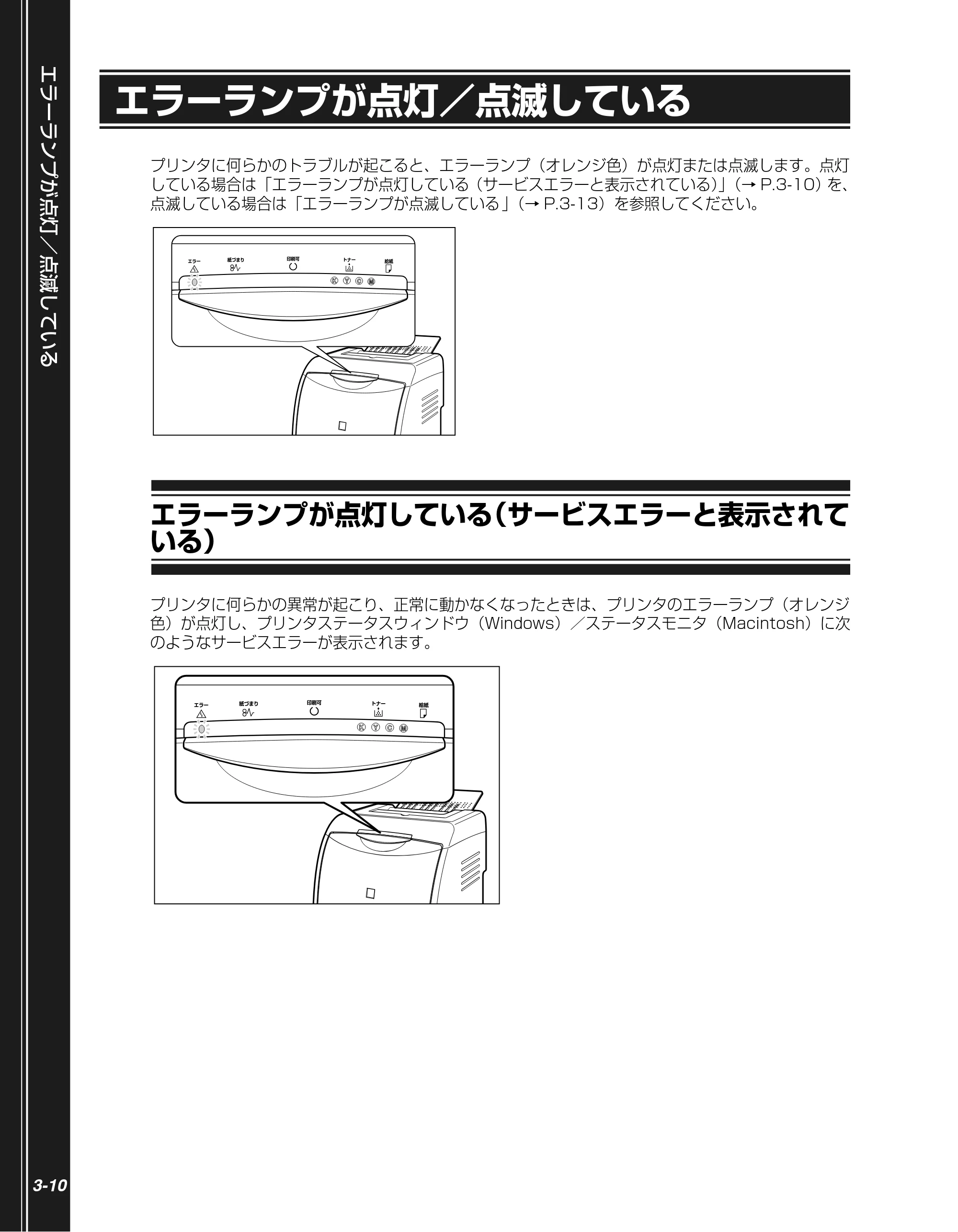 キヤノン LBP5100 かんたん操作ガイド 2007年1月25日掲載 (PDF形式/3.75Mバイト) — エラーランプが点灯/点滅している — 原本ページ — 60ページ