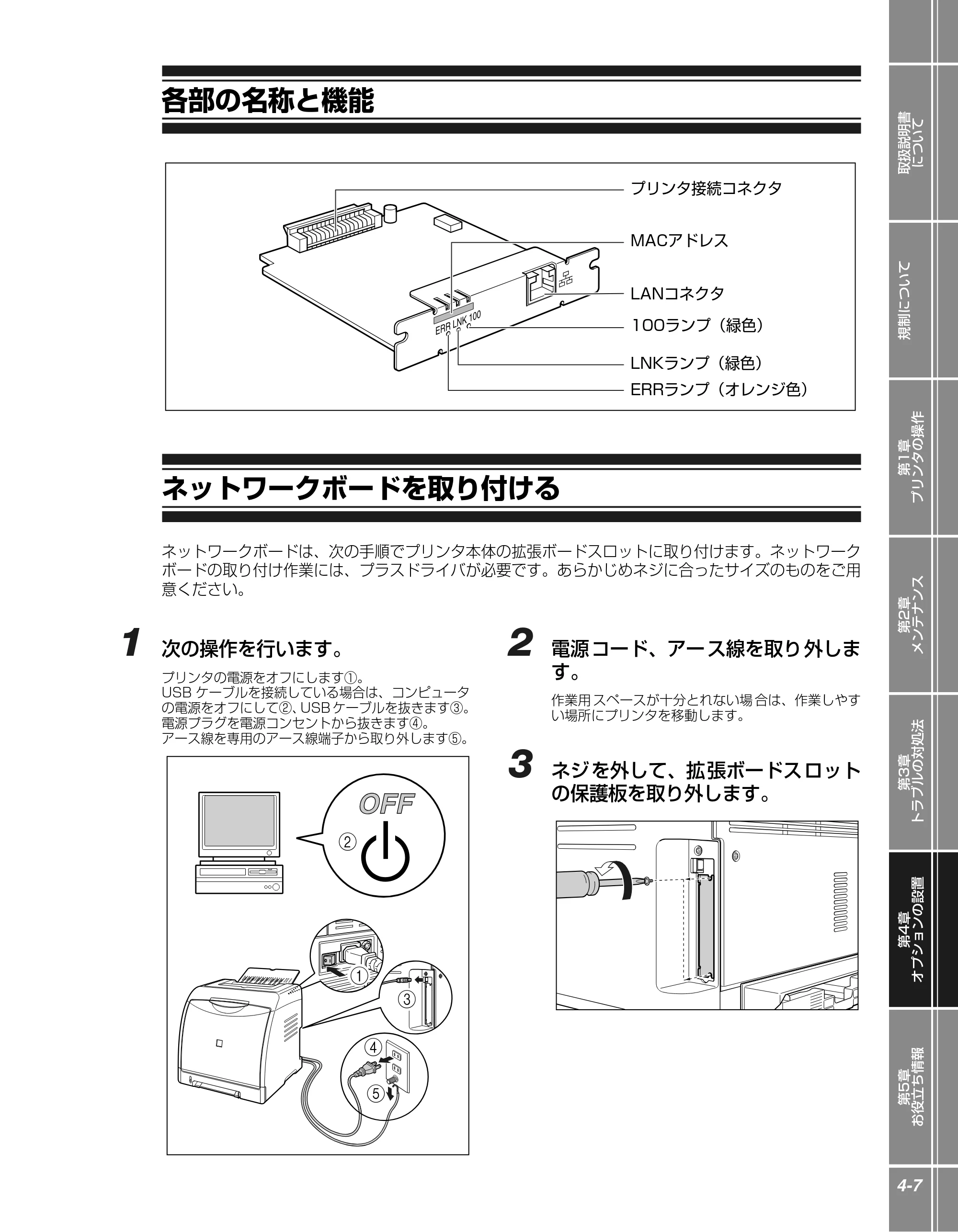 キヤノン LBP5100 かんたん操作ガイド 2007年1月25日掲載 （PDF形式／3.75Mバイト） — 各部の名称と機能 — 原本ページ — 87ページ