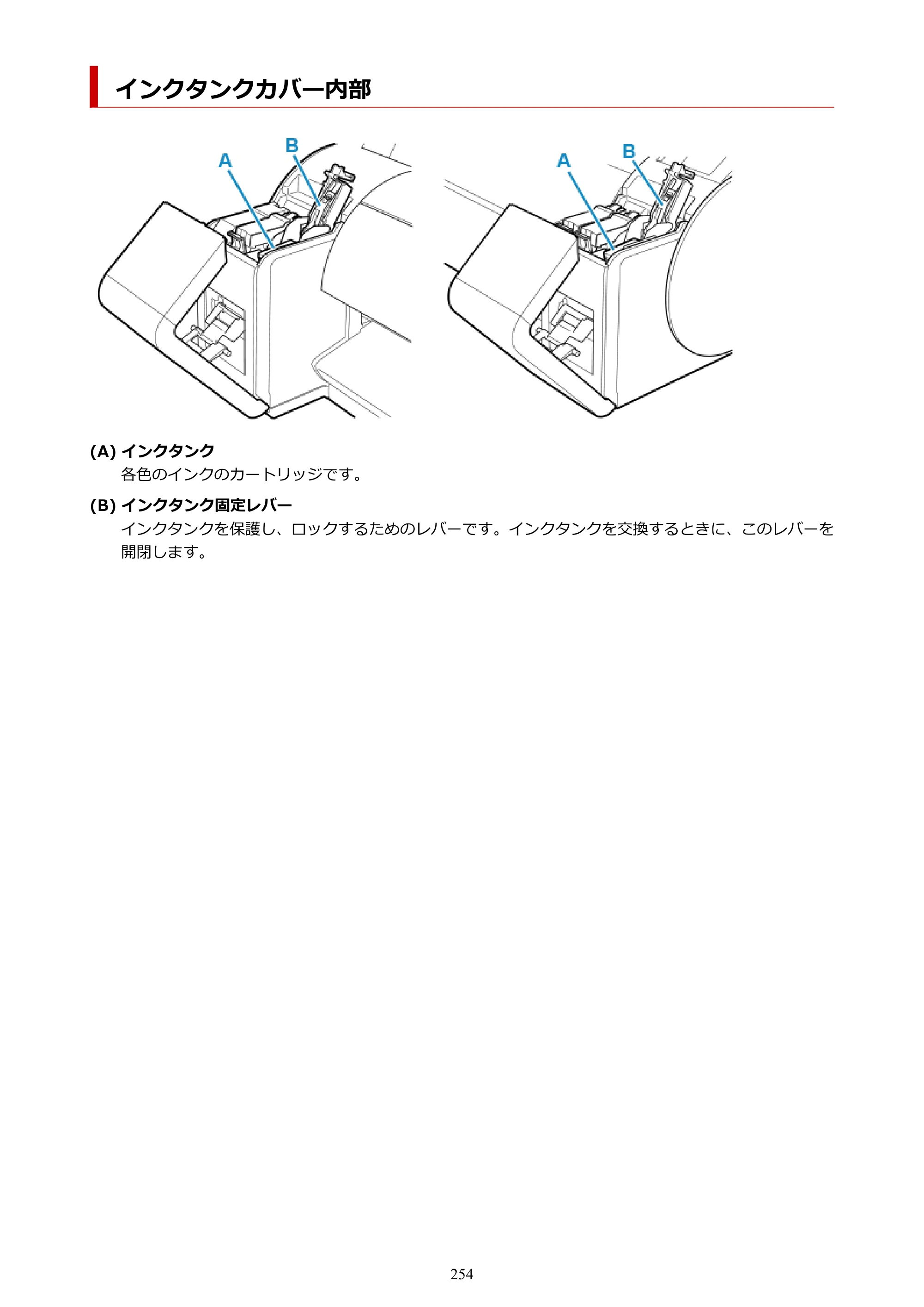 キヤノン TM-200/TM-200 MFP TM-200 オンラインマニュアル PDF版（Mac版）2023年1月26日更新（PDF：19.3MB） — インクタンクカバー内部 — 原本ページ — 254ページ