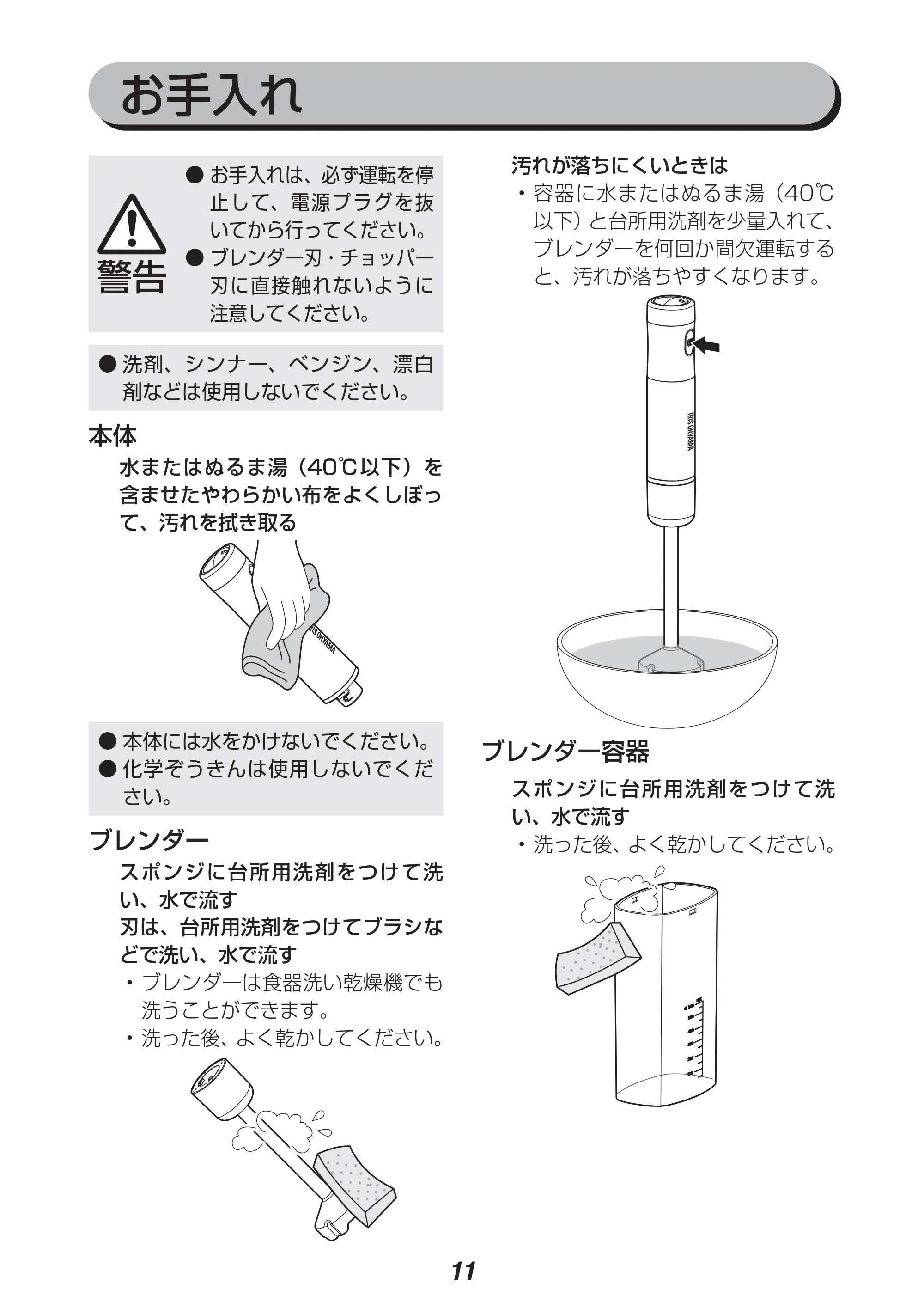 アイリスオーヤマ IHB-601 取扱説明書 — 原本ページ — 11ページ