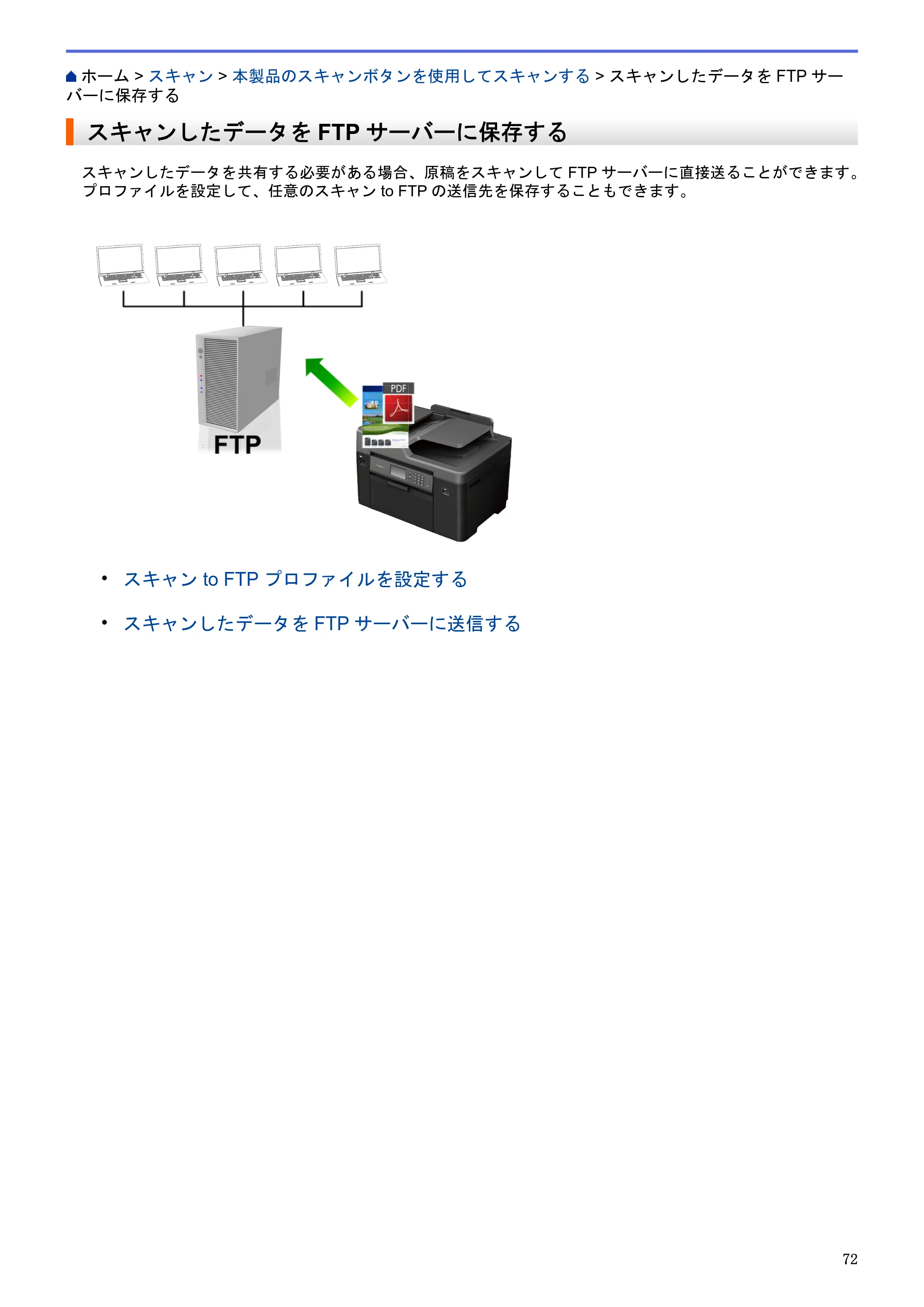 ブラザー MFC-J6580CDW / MFC-J6980CDW / MFC-J6995CDW ユーザーズガイド（印刷用） ～パソコン活用＆ネットワーク～ — スキャンしたデータをFTPサーバーに保存する — 原本ページ — 77ページ