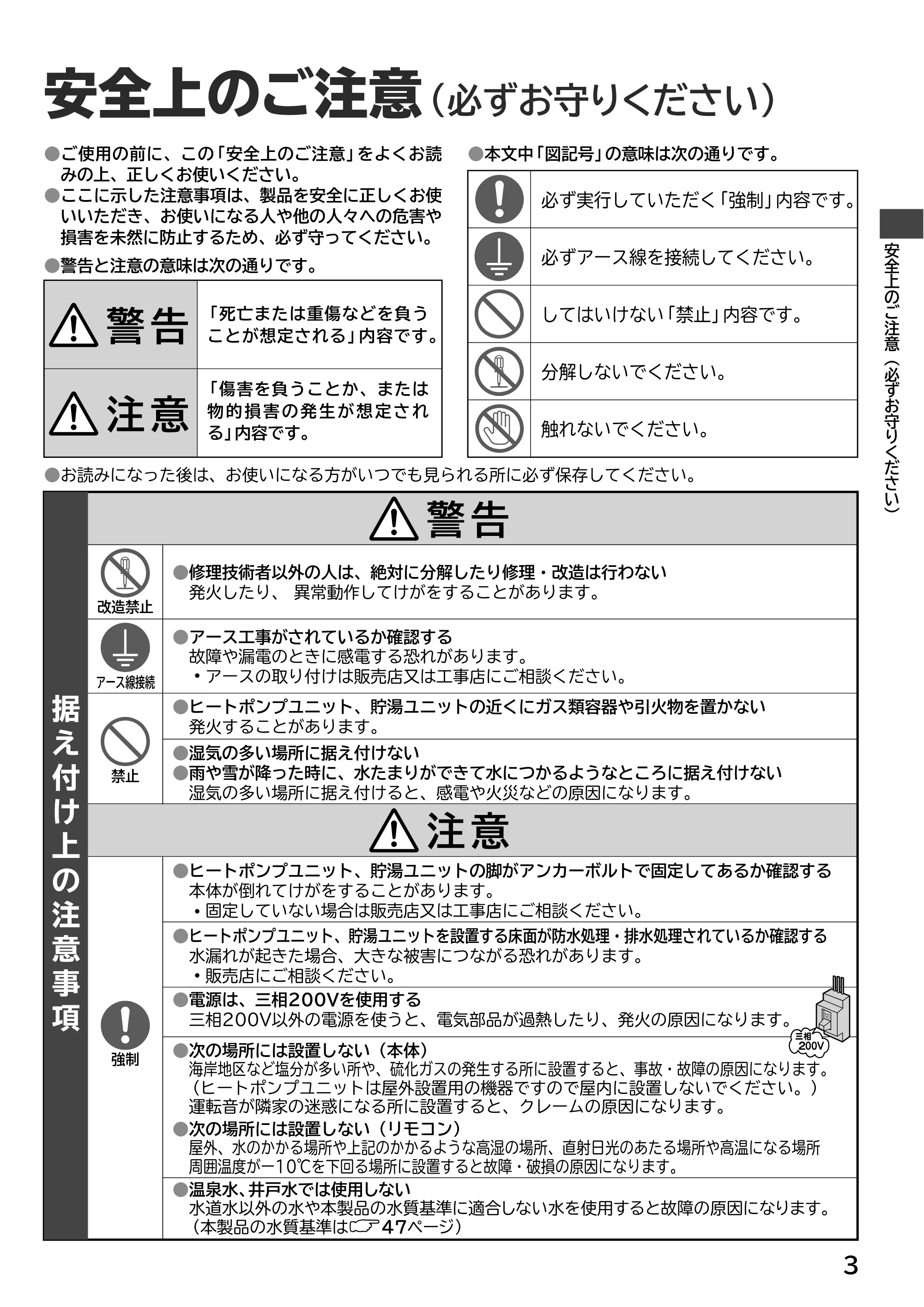 日立 RHK-15EJ / RHK-15EJK 取扱説明書 — 安全上のご注意(必ずお守りください) — 原本ページ — 3ページ