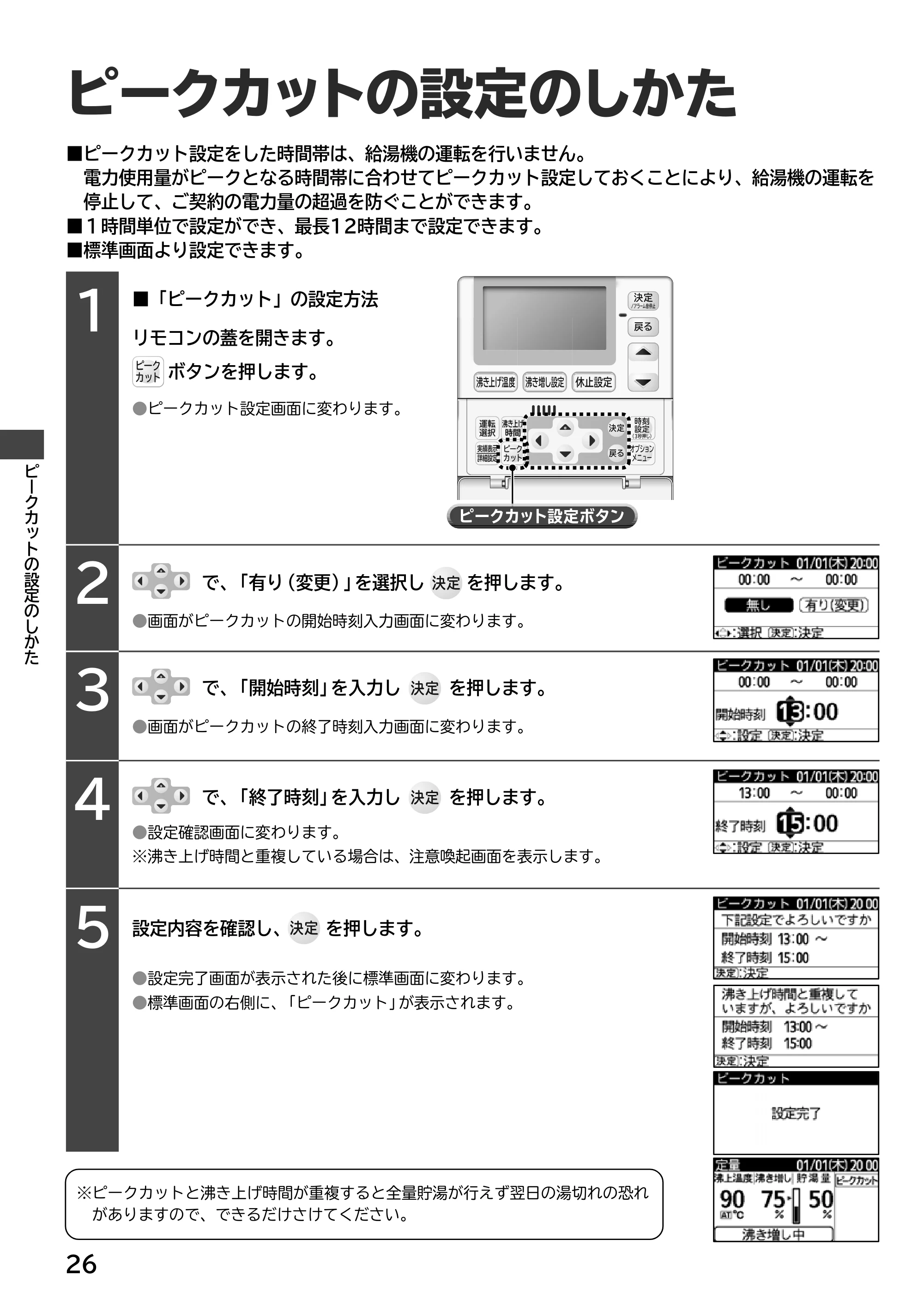 日立 RHK-15EJ / RHK-15EJK 取扱説明書 — ピークカットの設定のしかた — 原本ページ — 26ページ