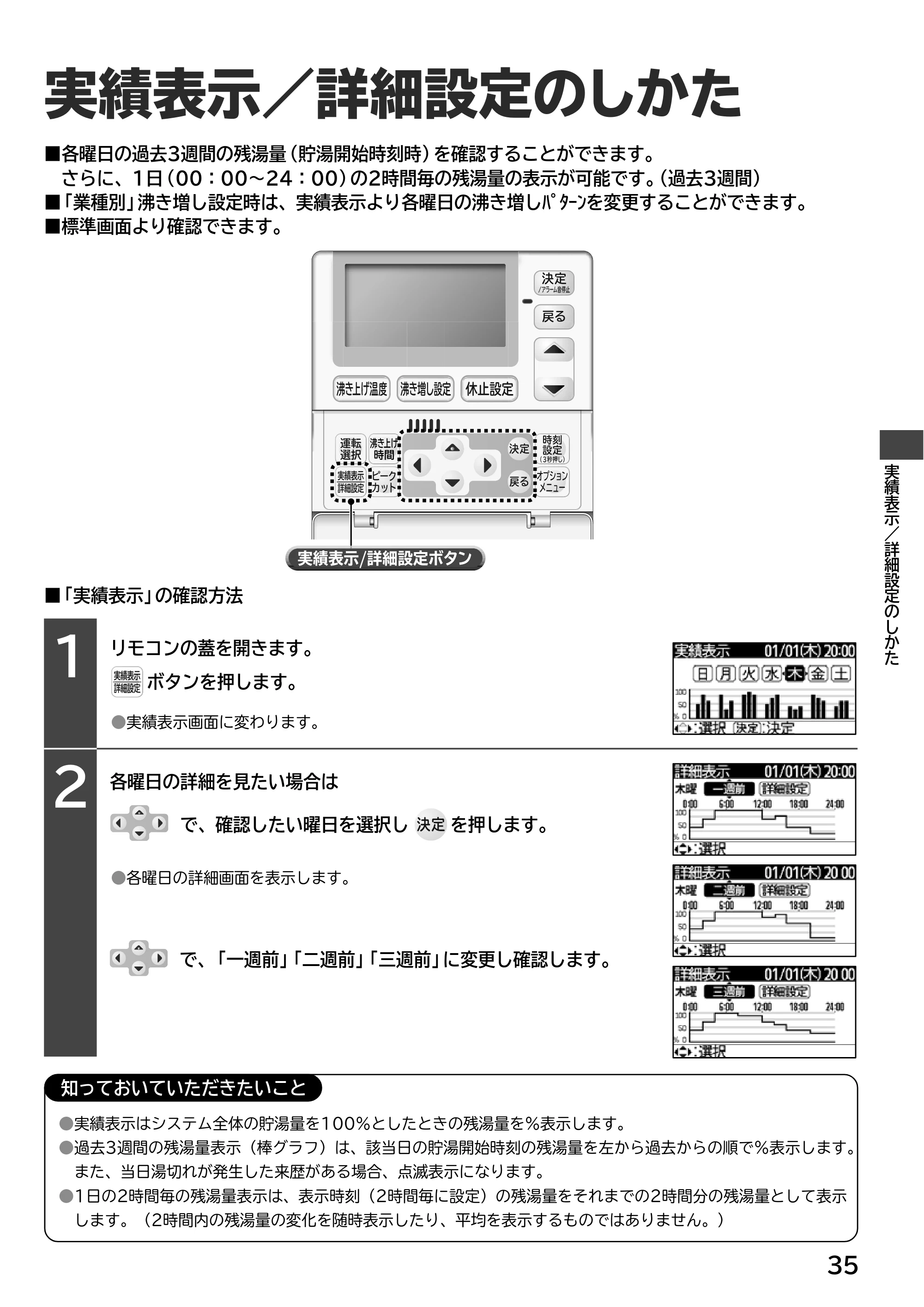 日立 RHK-15EJ / RHK-15EJK 取扱説明書 — 実績表示/詳細設定のしかた — 原本ページ — 35ページ