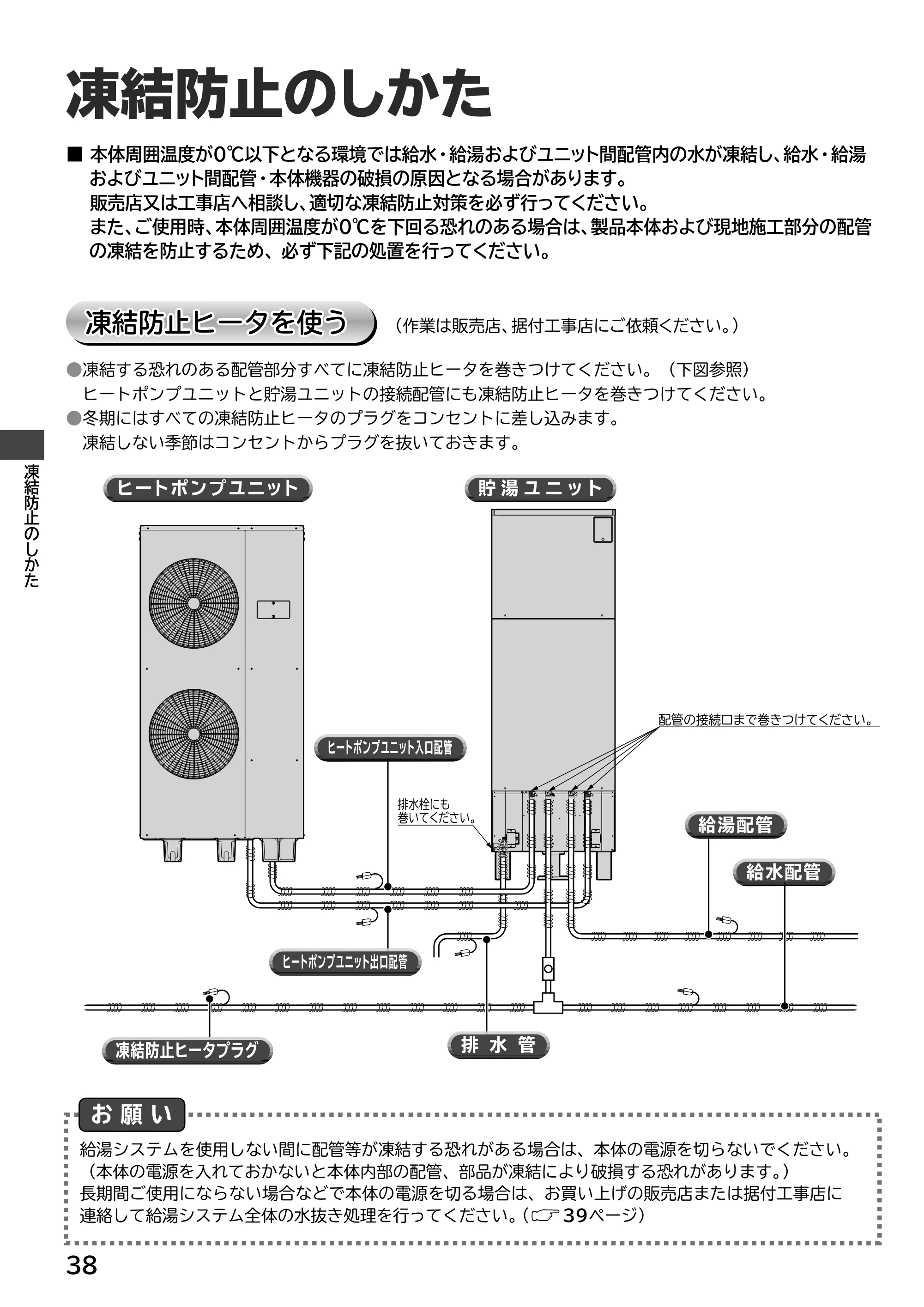 日立 RHK-15EJ / RHK-15EJK 取扱説明書 — 凍結防止のしかた — 原本ページ — 38ページ