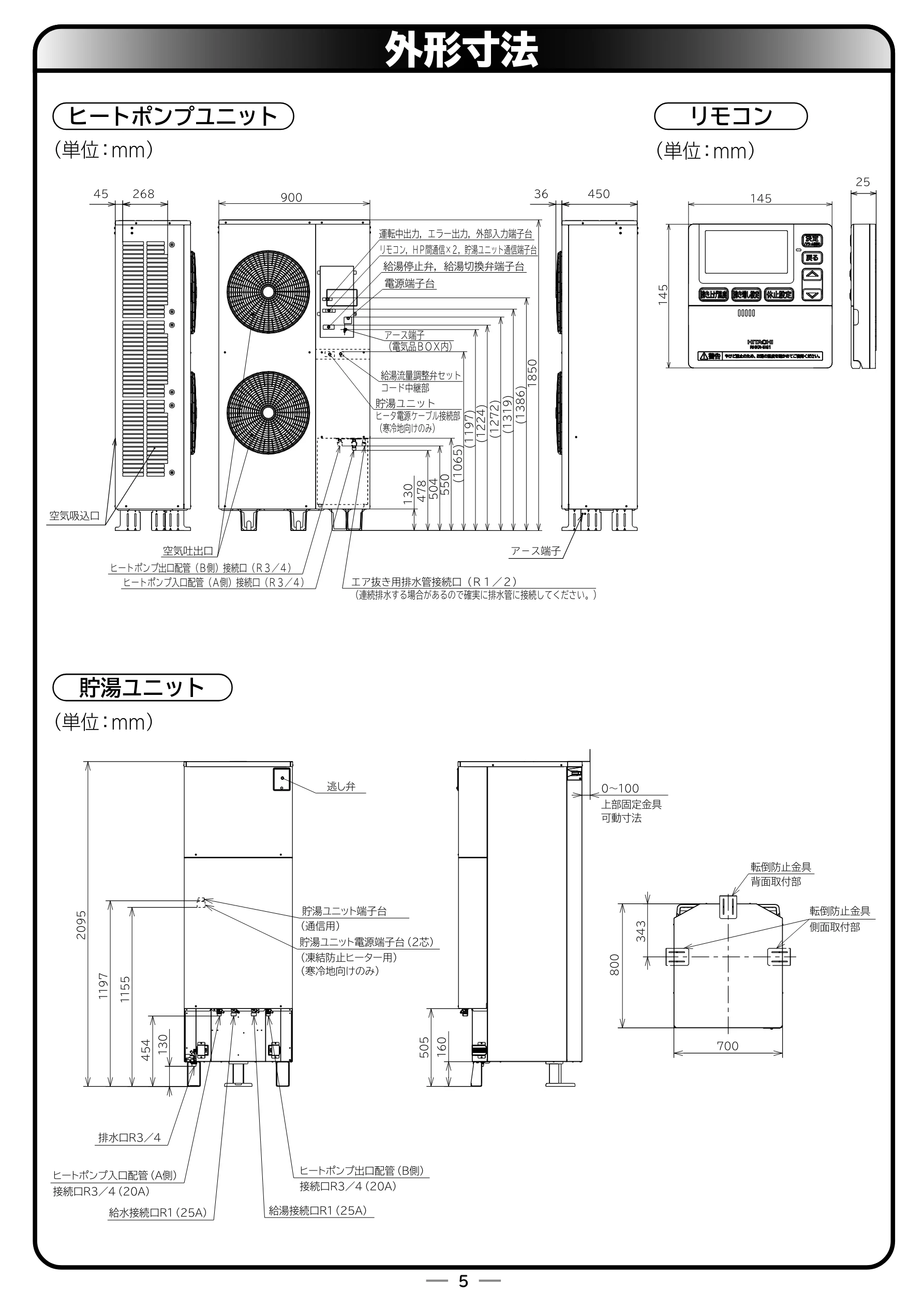 日立 RHK-15EJ / RHK-15EJK 取扱説明書 — 外形寸法 — 図版 53-1 — 53ページ
