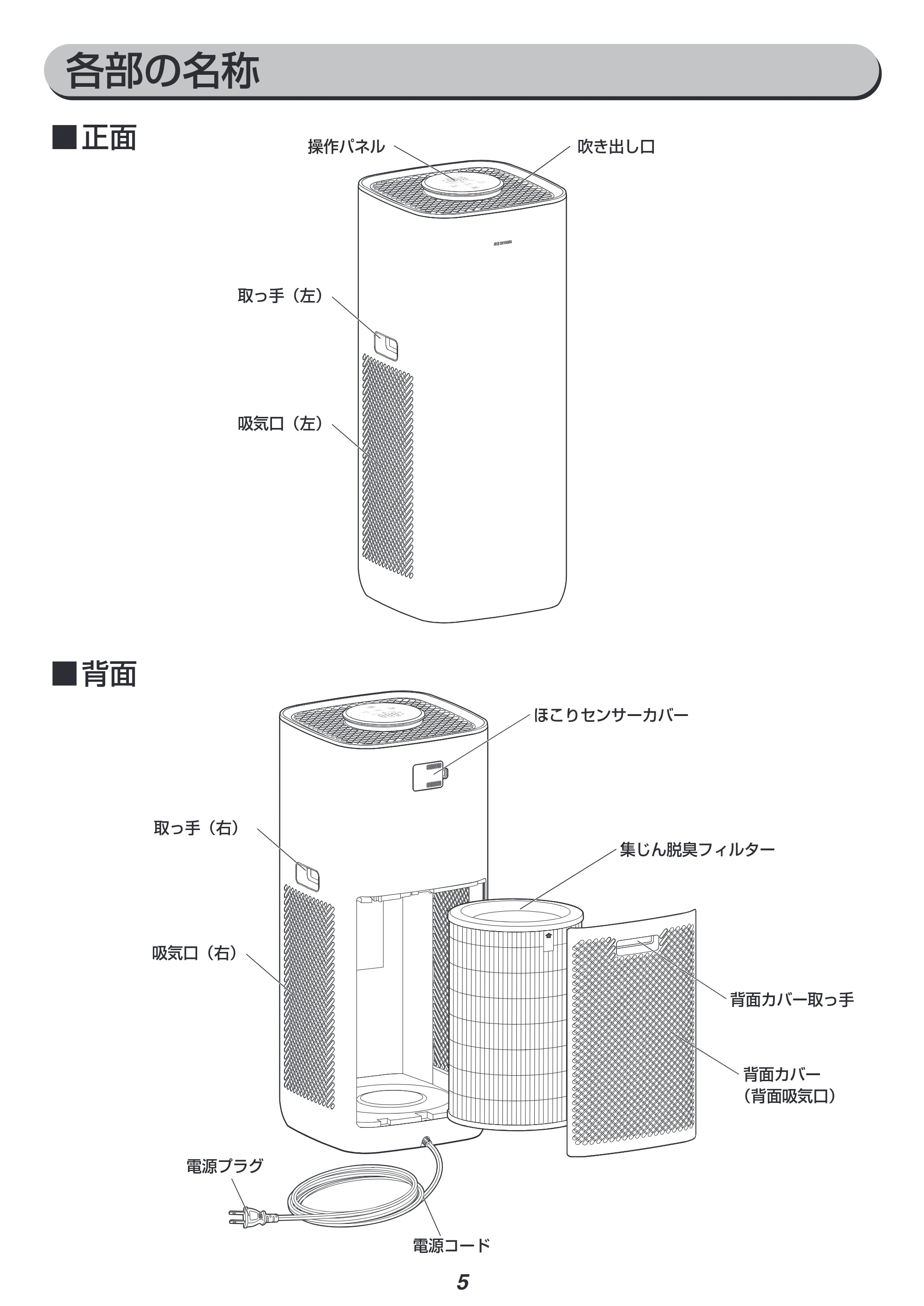 アイリスオーヤマ IBP-A85 取扱説明書 — 原本ページ — 5ページ