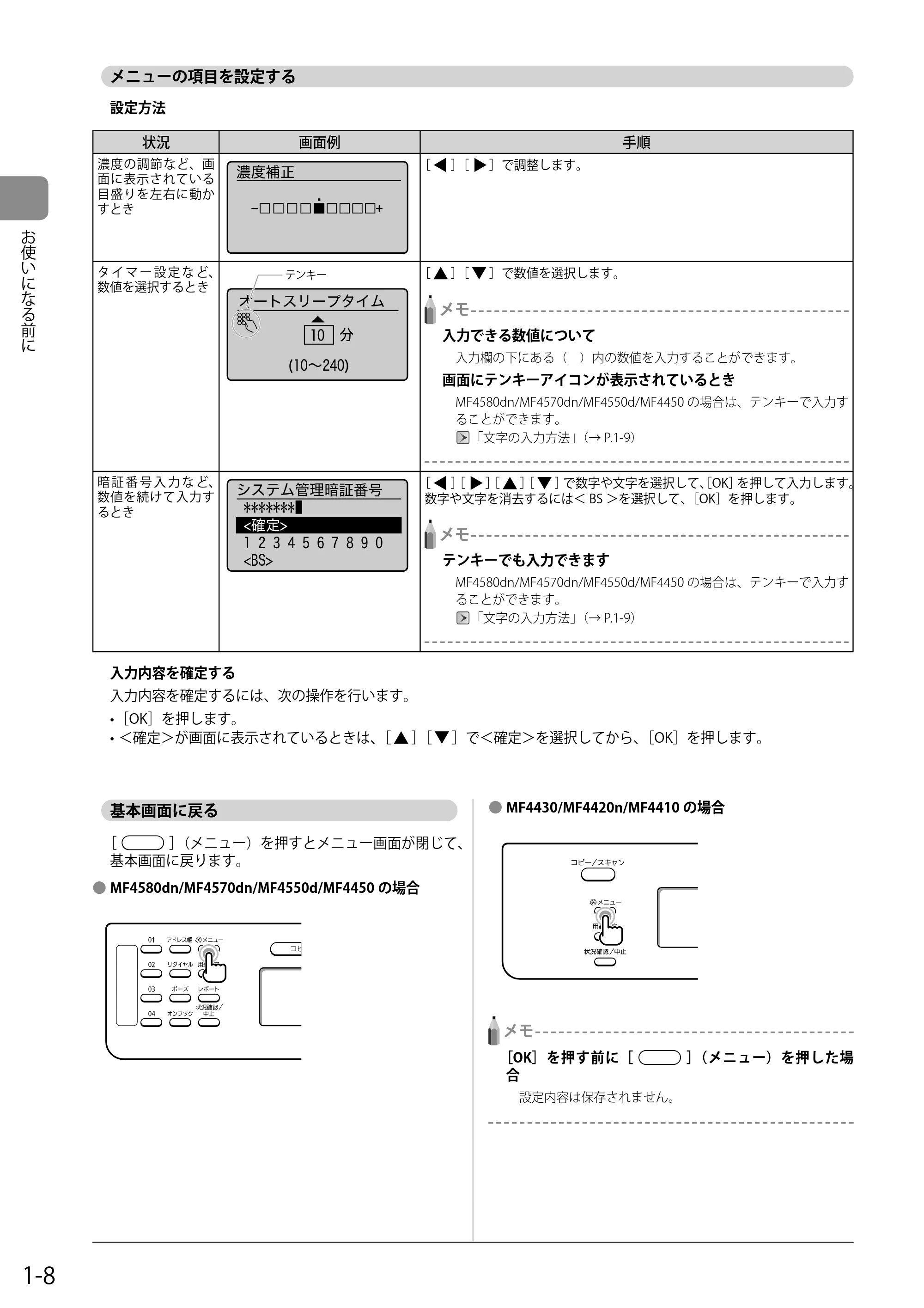 キヤノン MF4580dn/MF4570dn/MF4550d/MF4450/MF4430/MF4420n/MF4410 基本操作ガイド 2011年4月27日更新 (PDF形式/9.07Mバイト) — メニューの項目を設定する — 原本ページ — 28ページ