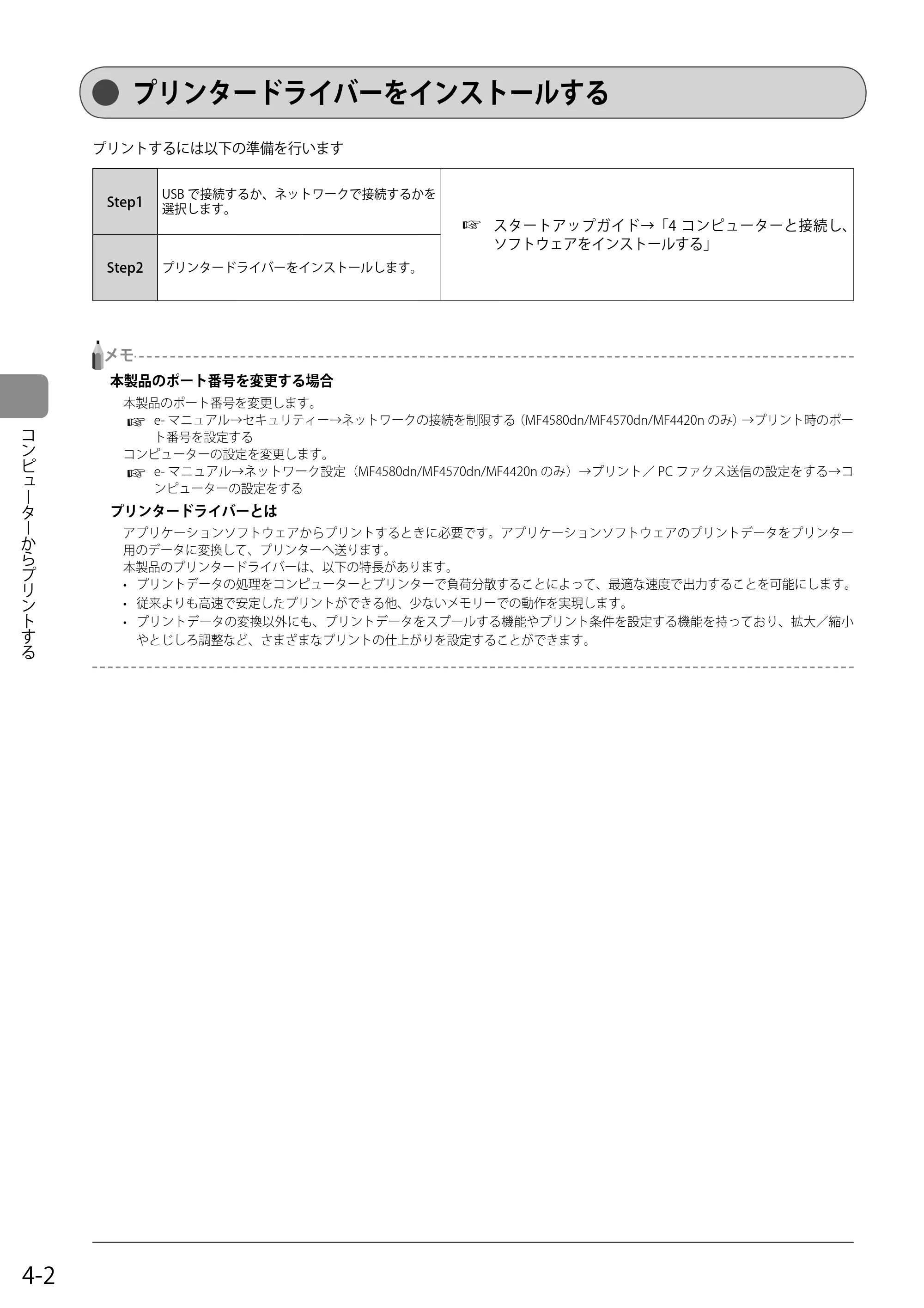 キヤノン MF4580dn/MF4570dn/MF4550d/MF4450/MF4430/MF4420n/MF4410 基本操作ガイド 2011年4月27日更新 (PDF形式/9.07Mバイト) — プリンタードライバーをインストールする — 原本ページ — 64ページ