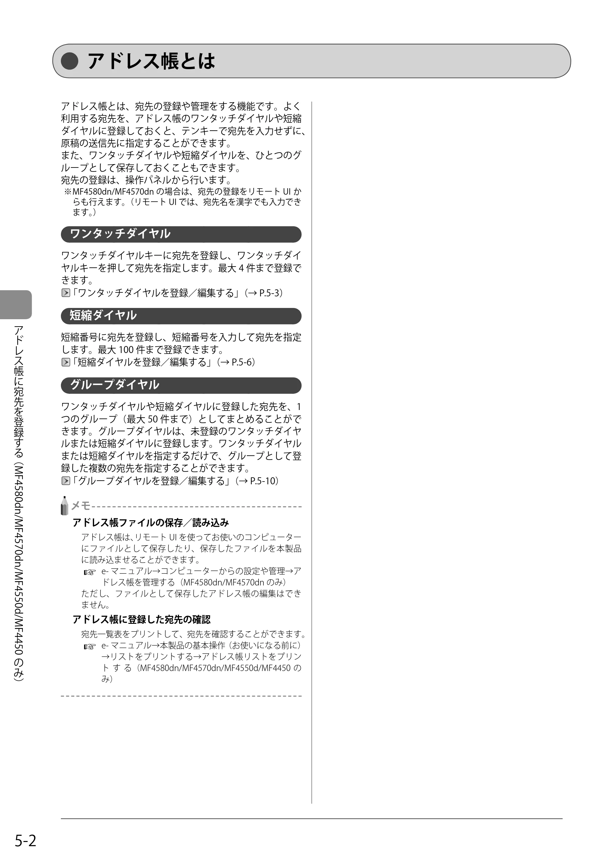 キヤノン MF4580dn/MF4570dn/MF4550d/MF4450/MF4430/MF4420n/MF4410 基本操作ガイド 2011年4月27日更新 (PDF形式/9.07Mバイト) — アドレス帳とは — 原本ページ — 70ページ