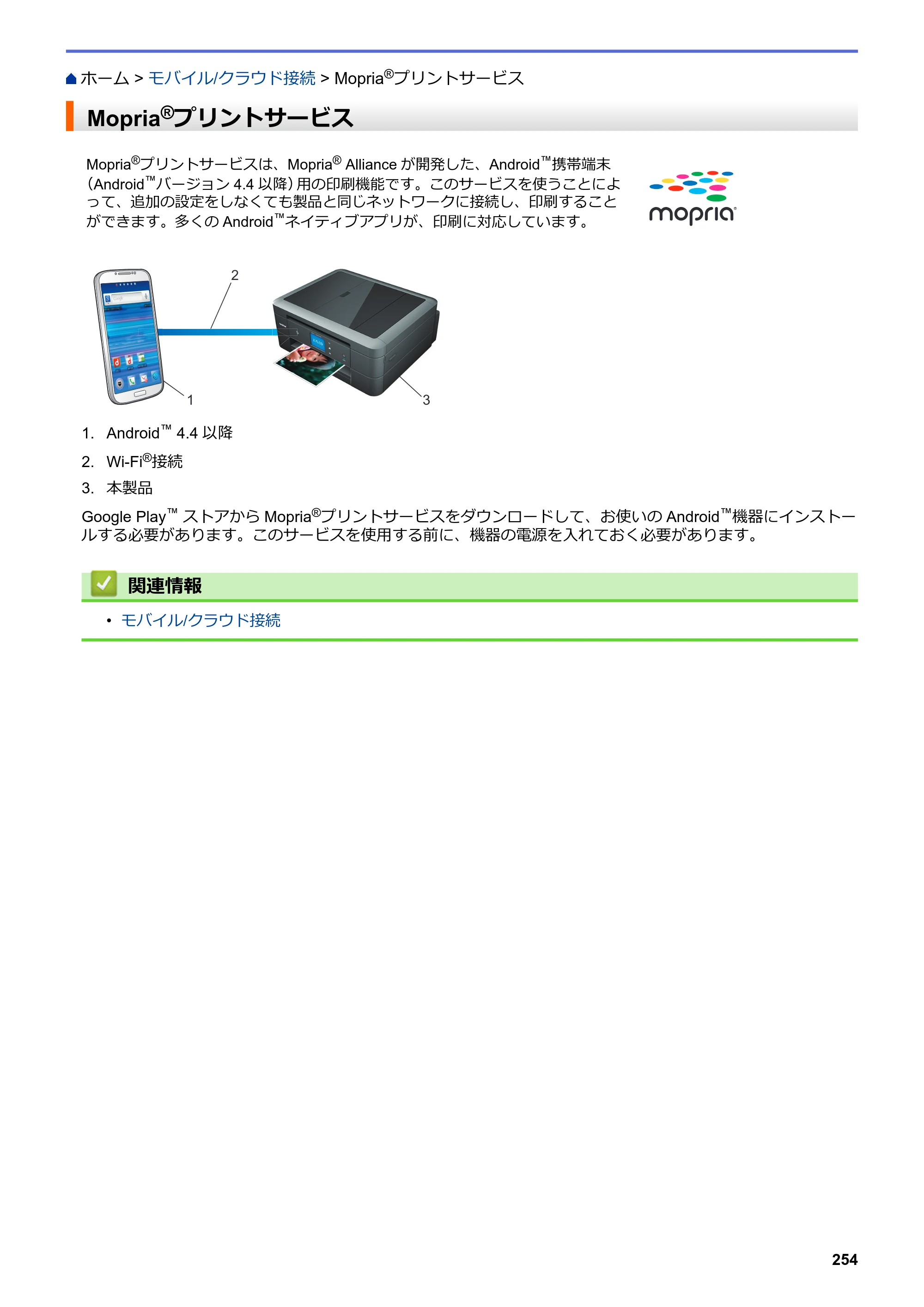 ブラザー DCP-J582N / DCP-J981N / DCP-J982N-B/W ユーザーズガイド（印刷用） ～パソコン活用＆ネットワーク～ — Mopria®プリントサービス — 原本ページ — 258ページ