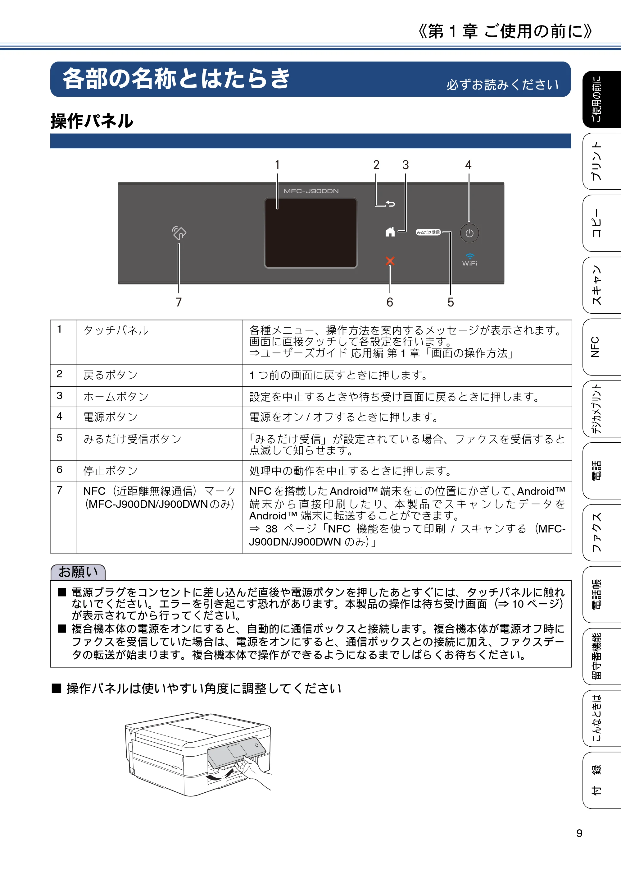 ブラザー MFC-J830DN / MFC-J830DWN / MFC-J900DN / MFC-J900DWN ユーザーズガイド ～基本編～ — 第1章 ご使用の前に — 原本ページ — 9ページ
