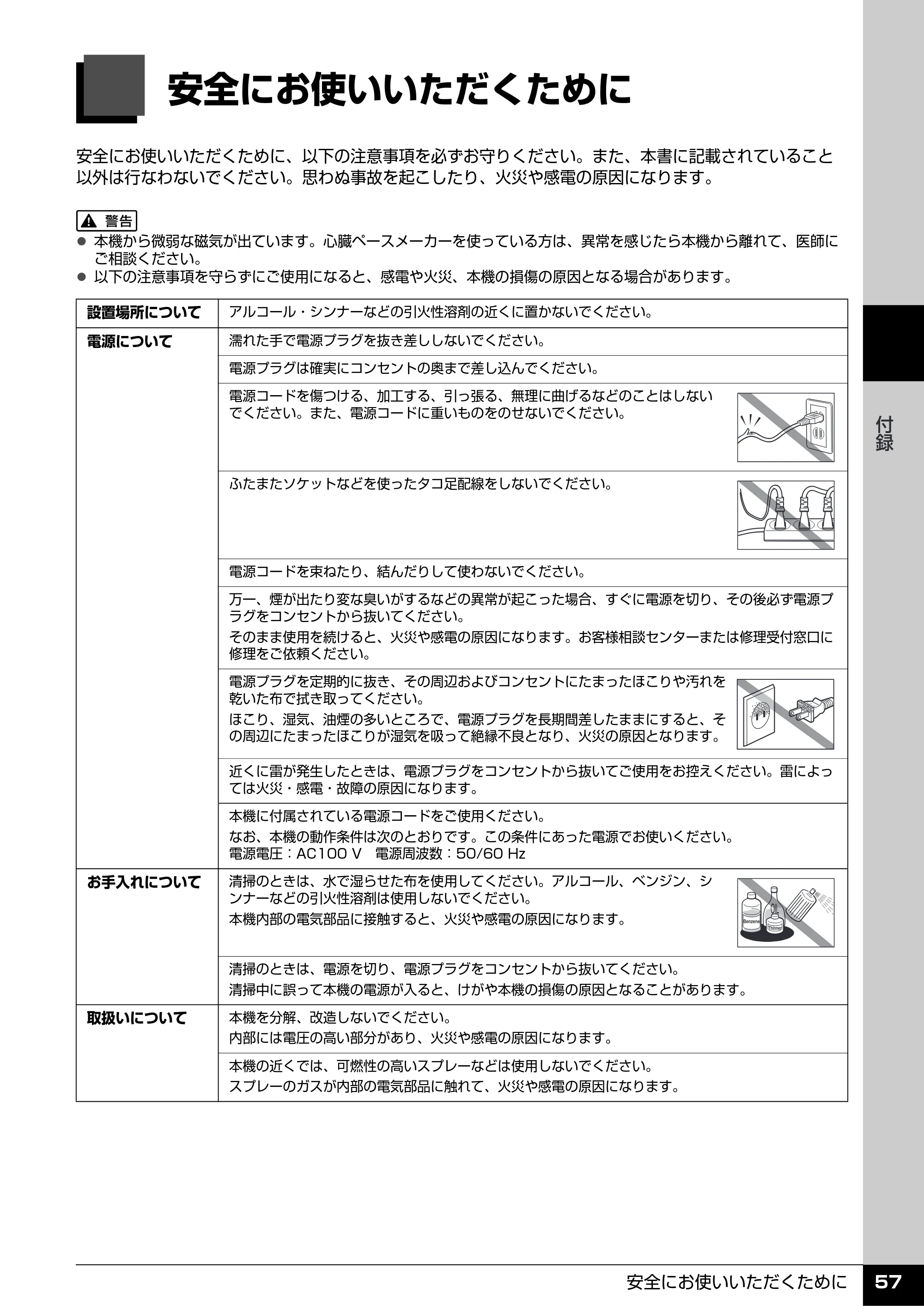 キヤノン PIXUS MP610 操作ガイド(お手入れ編) (PDF形式/7.84Mバイト) — 安全にお使いいただくために — 原本ページ — 58ページ
