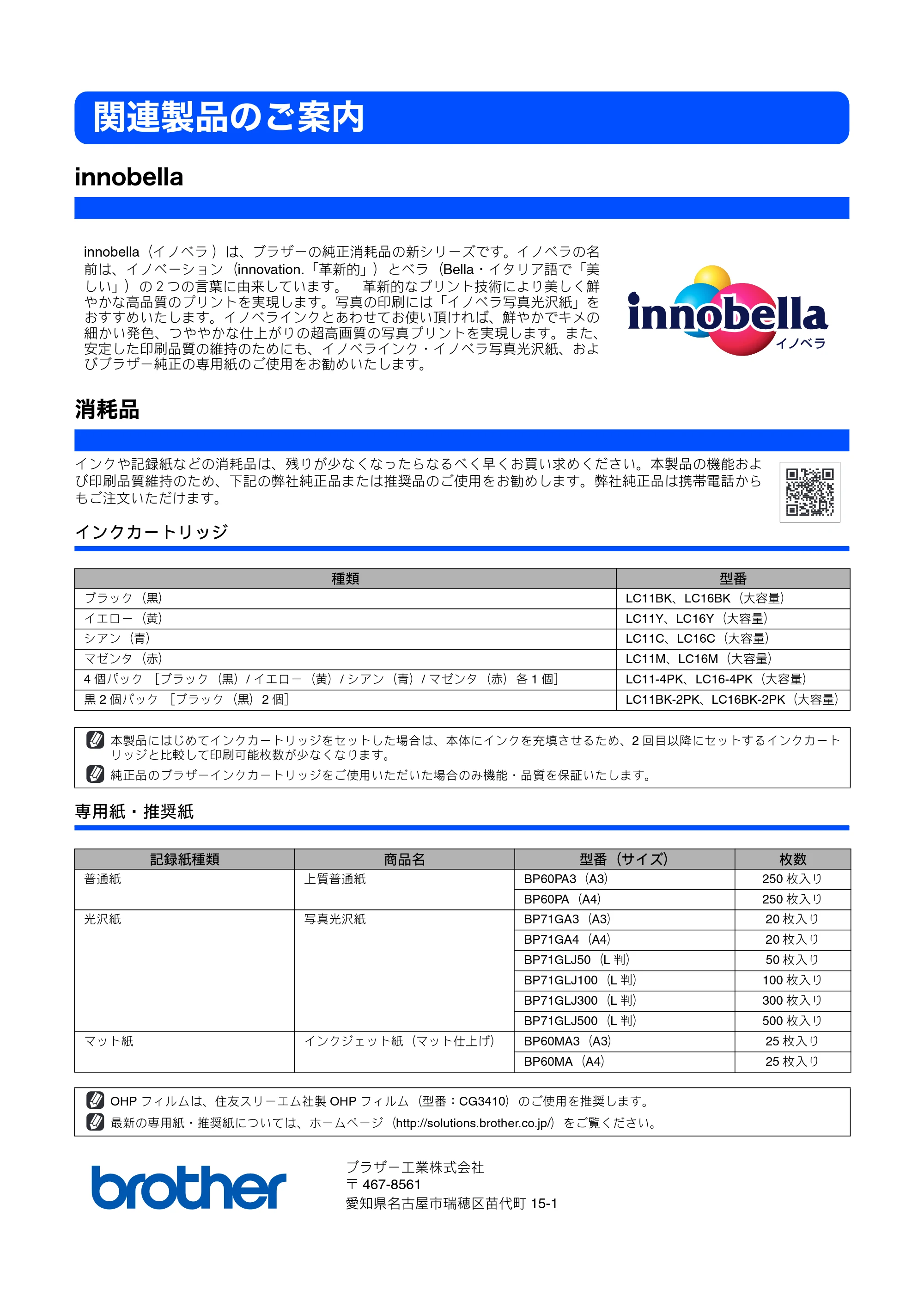 ブラザー MFC-6490CN かんたん設置ガイド — 関連製品のご案内 — 原本ページ — 68ページ