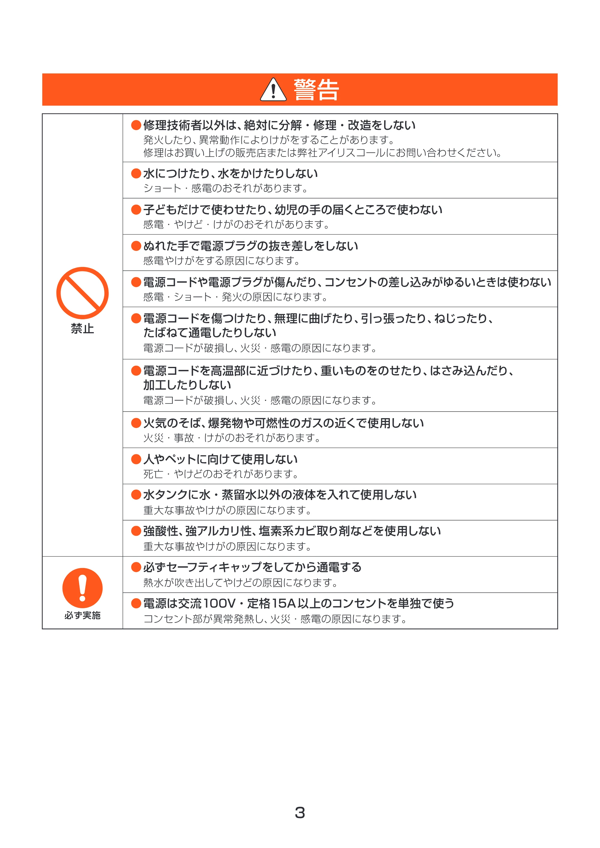 アイリスオーヤマ STM-310 取扱説明書 — 原本ページ — 3ページ