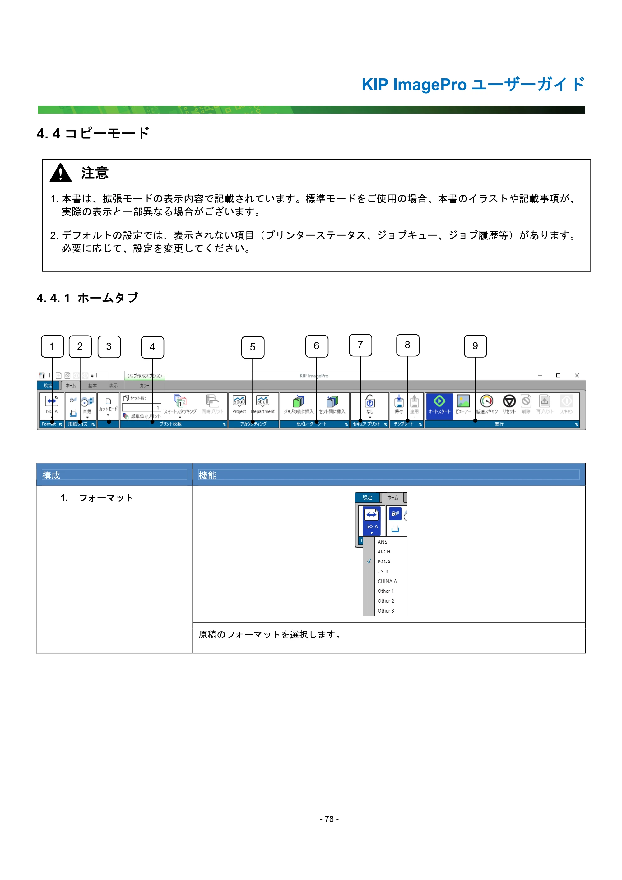 京セラ KIP 7170G KIP PrintPro ユーザーガイド — 4. 4 コピーモード — 原本ページ — 83ページ