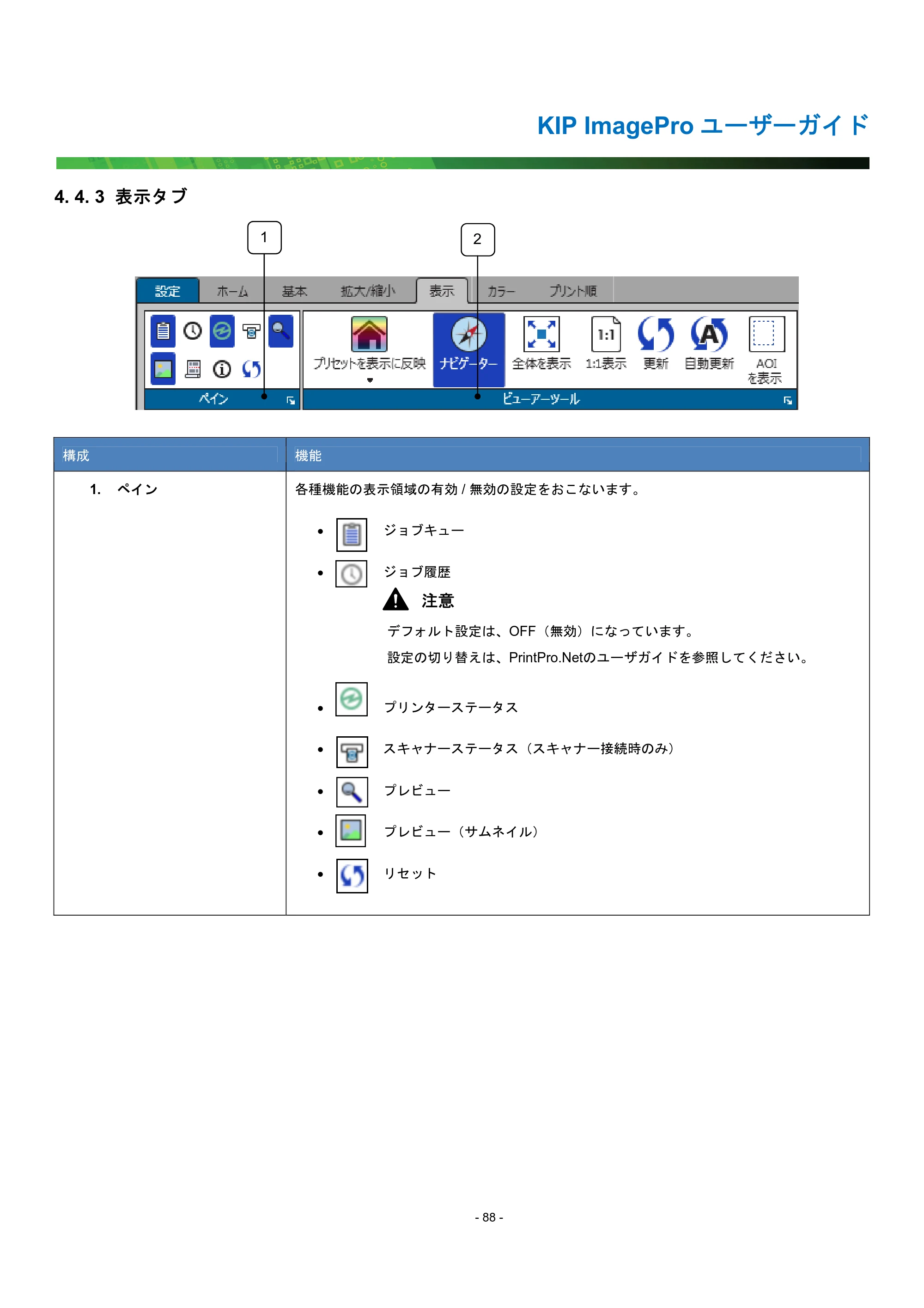 京セラ KIP 7170G KIP PrintPro ユーザーガイド — 4. 4. 3 表示タブ — 原本ページ — 93ページ
