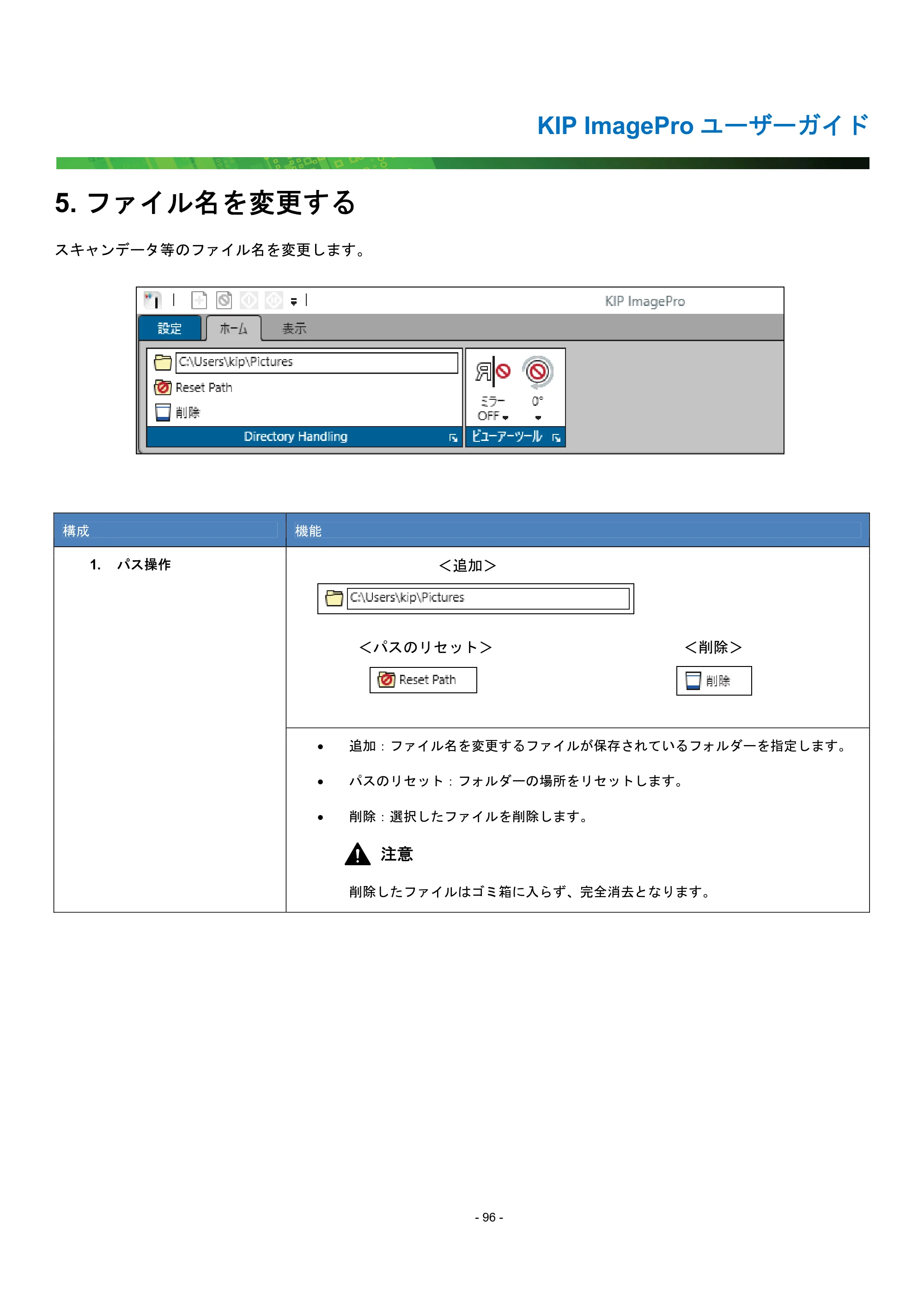 京セラ KIP 7170G KIP PrintPro ユーザーガイド — 5. ファイル名を変更する — 原本ページ — 101ページ