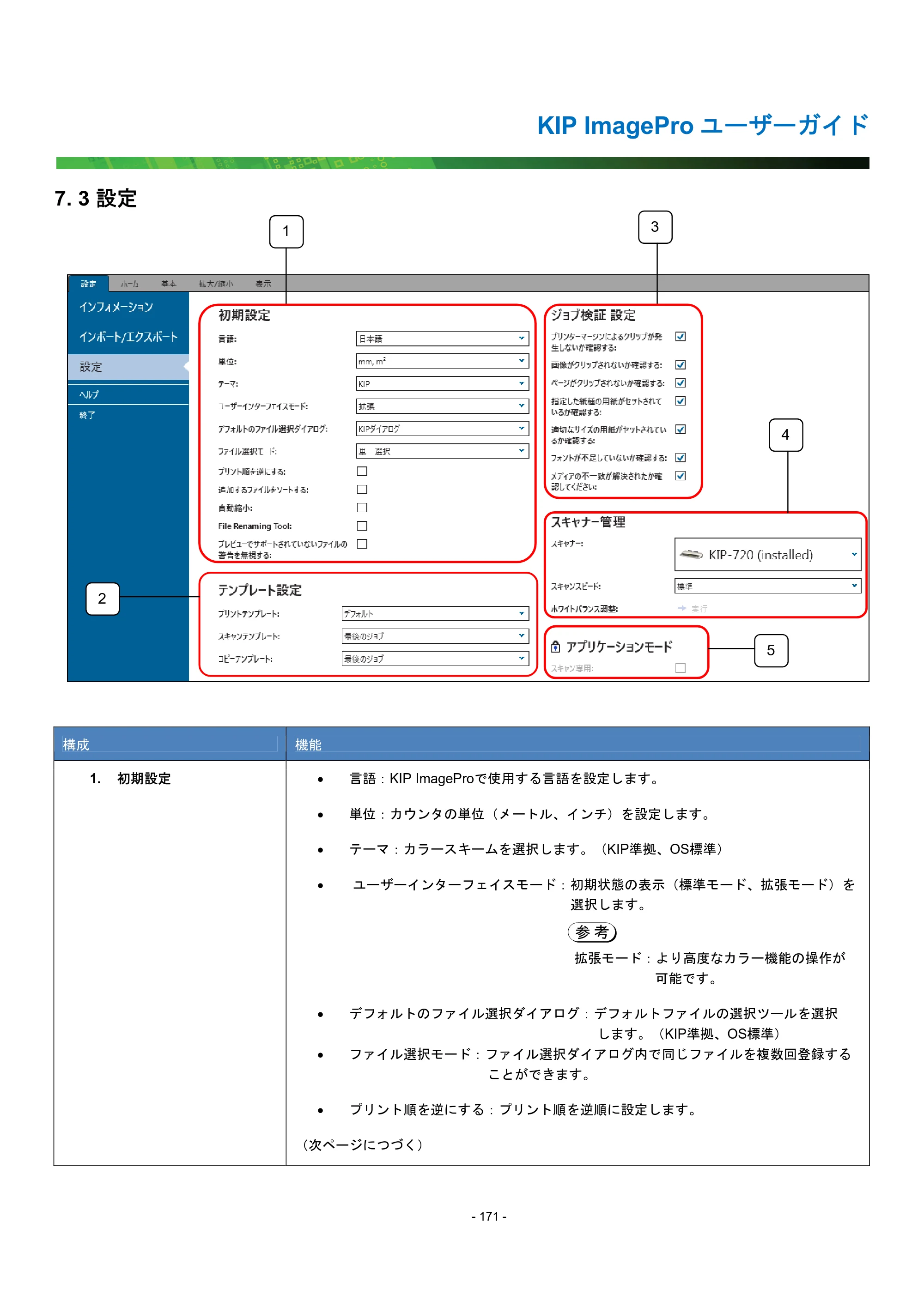 京セラ KIP 7170G KIP PrintPro ユーザーガイド — 7. 3 設定 — 原本ページ — 176ページ