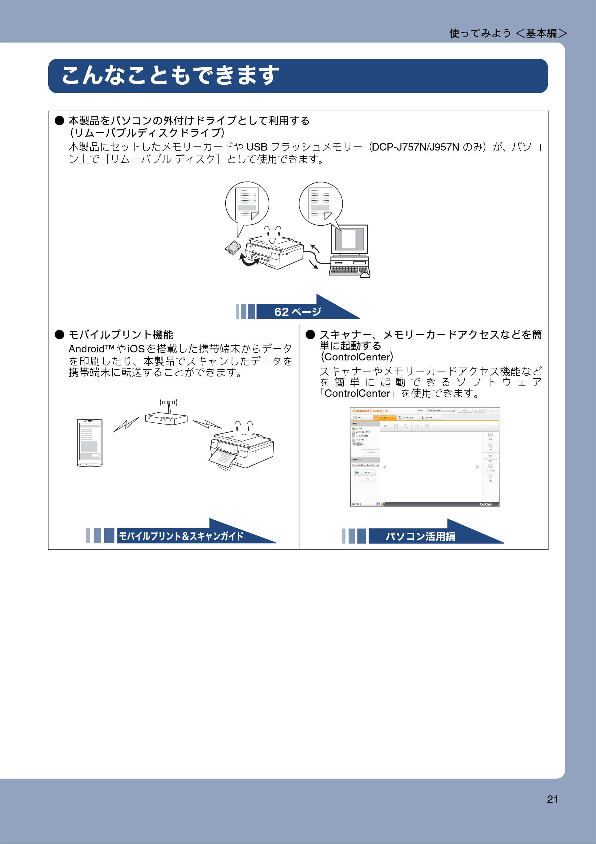 ブラザー DCP-J557N / DCP-J757N / DCP-J957N ユーザーズガイド ~基本編~ — こんなこともできます — 原本ページ — 21ページ