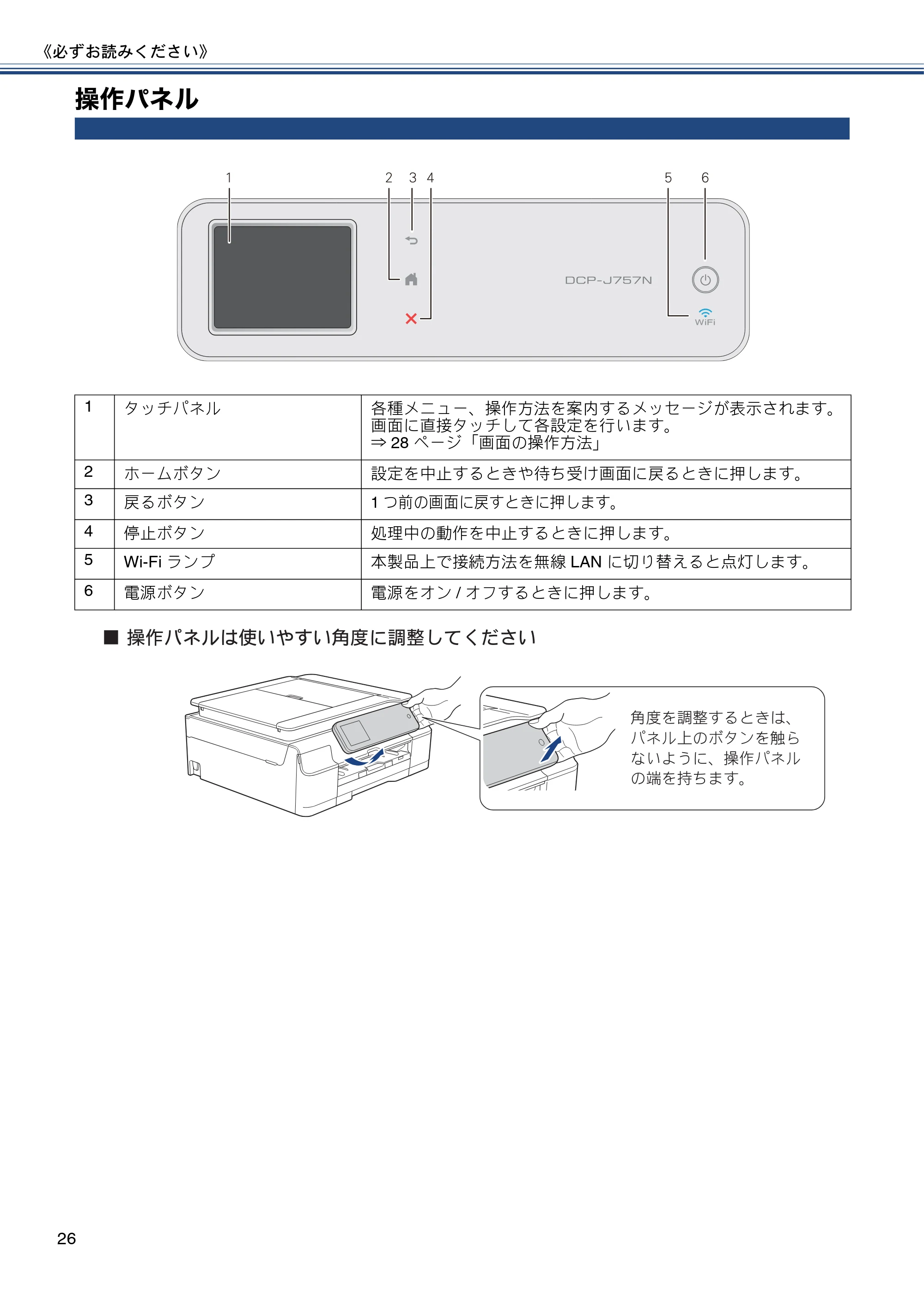 ブラザー DCP-J557N / DCP-J757N / DCP-J957N ユーザーズガイド ～基本編～ — 操作パネル — 原本ページ — 26ページ