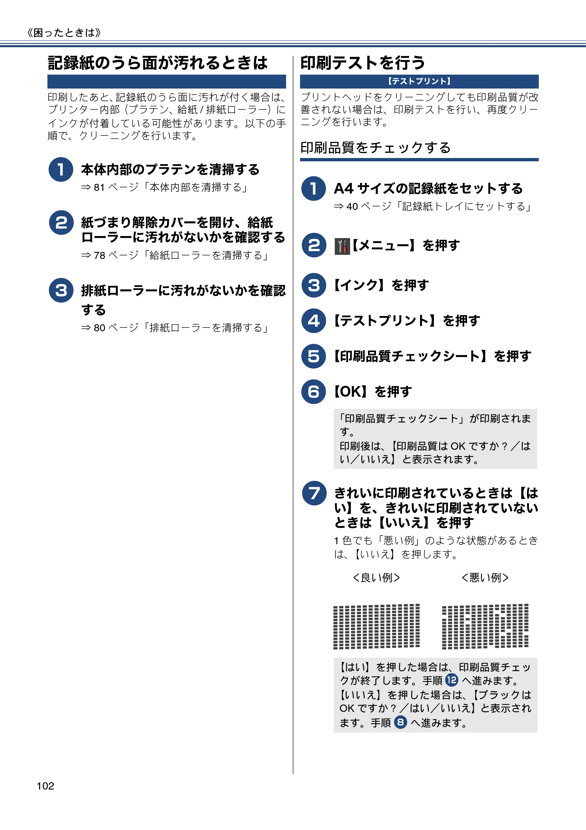 ブラザー DCP-J557N / DCP-J757N / DCP-J957N ユーザーズガイド ～基本編～ — 記録紙のうら面が汚れるときは — 原本ページ — 102ページ