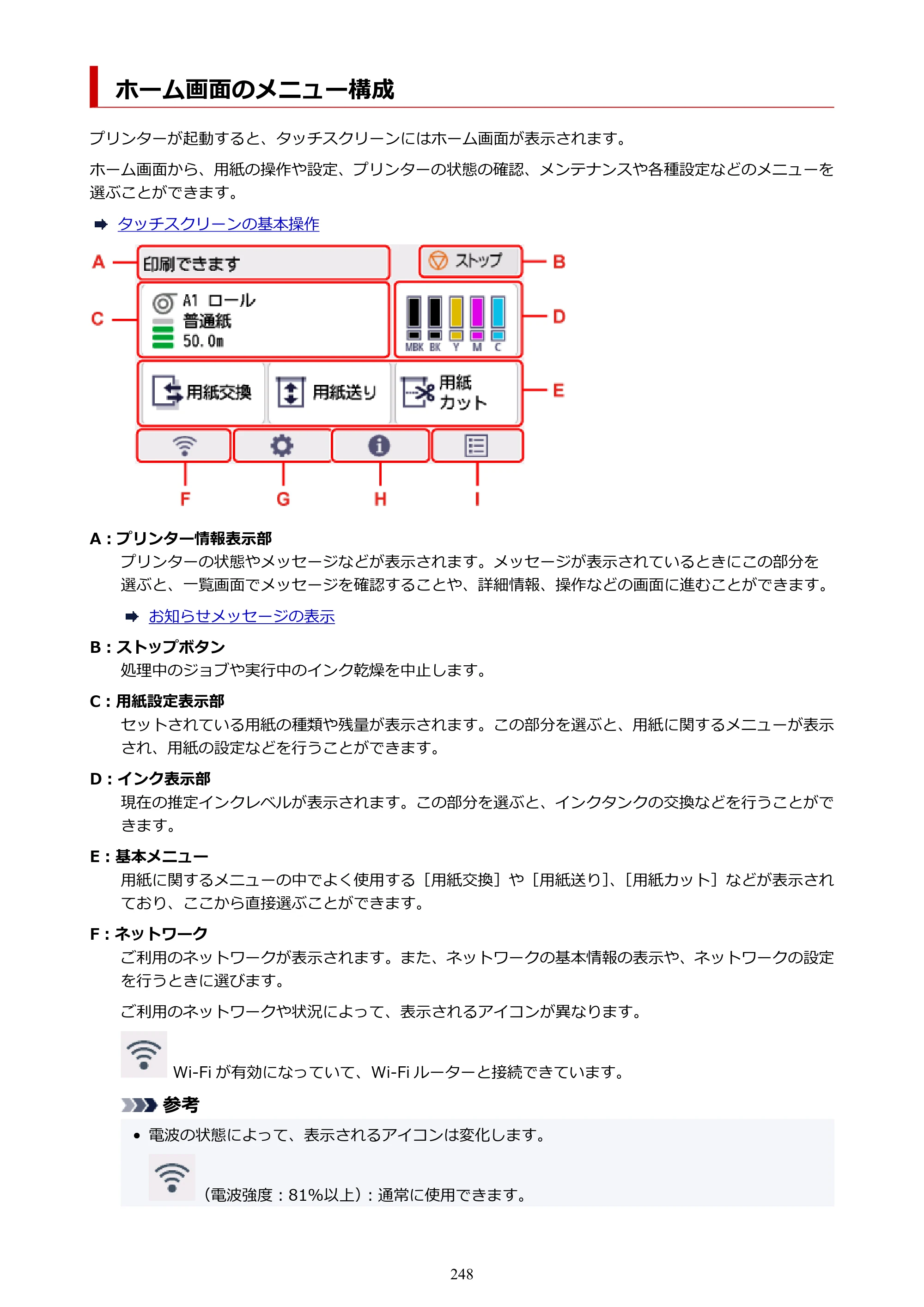 キヤノン TM-240・250・255・340・350・355 TM-240・TM-250・TM-255・TM-340・TM-350・TM355オンラインマニュアル PDF版 （Mac版） 2023年10月3日掲載（PDF：7.83MB） — ホーム画面のメニュー構成 — 原本ページ — 248ページ