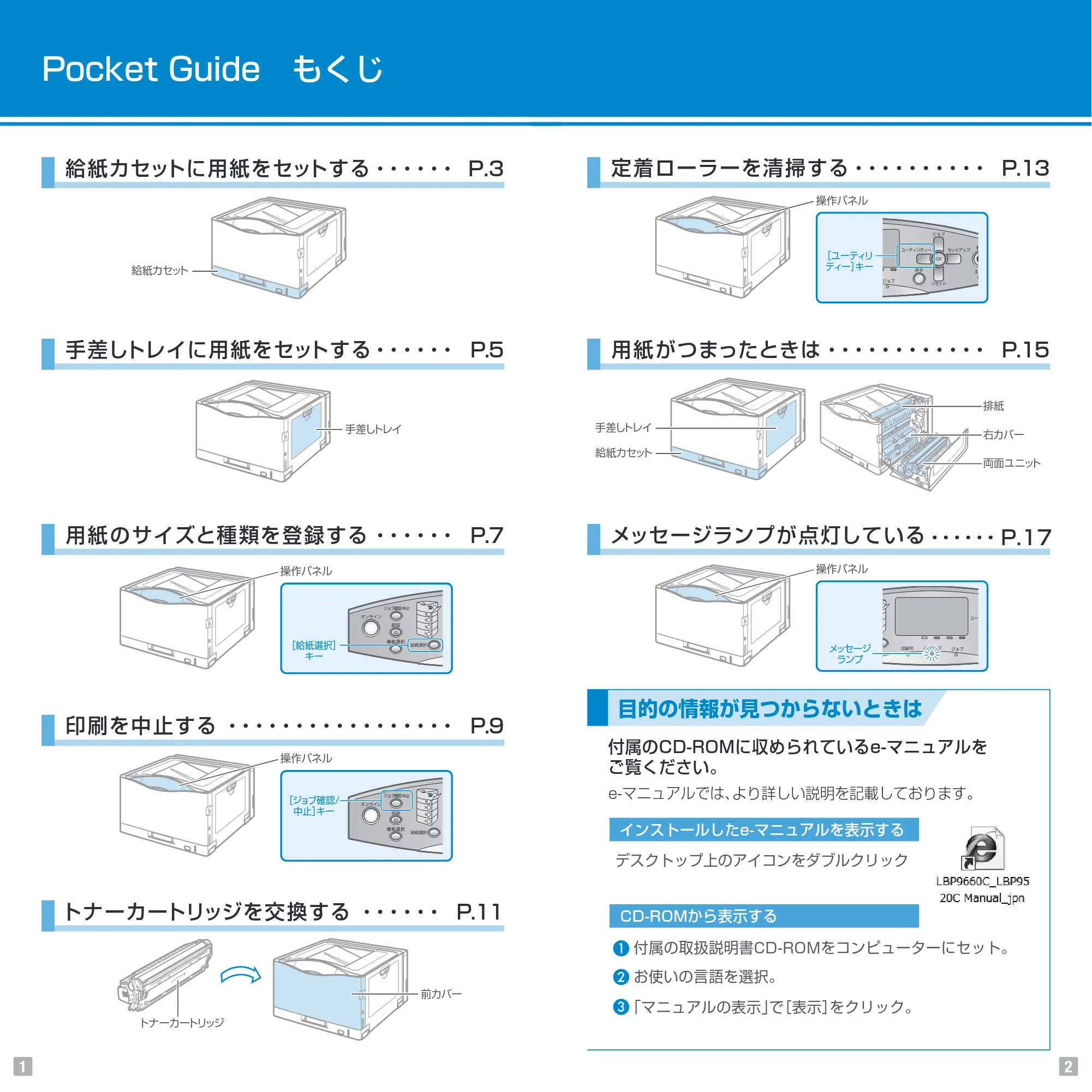 キヤノン LBP9660Ci/LBP9520C Pocket Guide 2015年10月1日更新(PDF:6.46MB) — 原本ページ — 2ページ