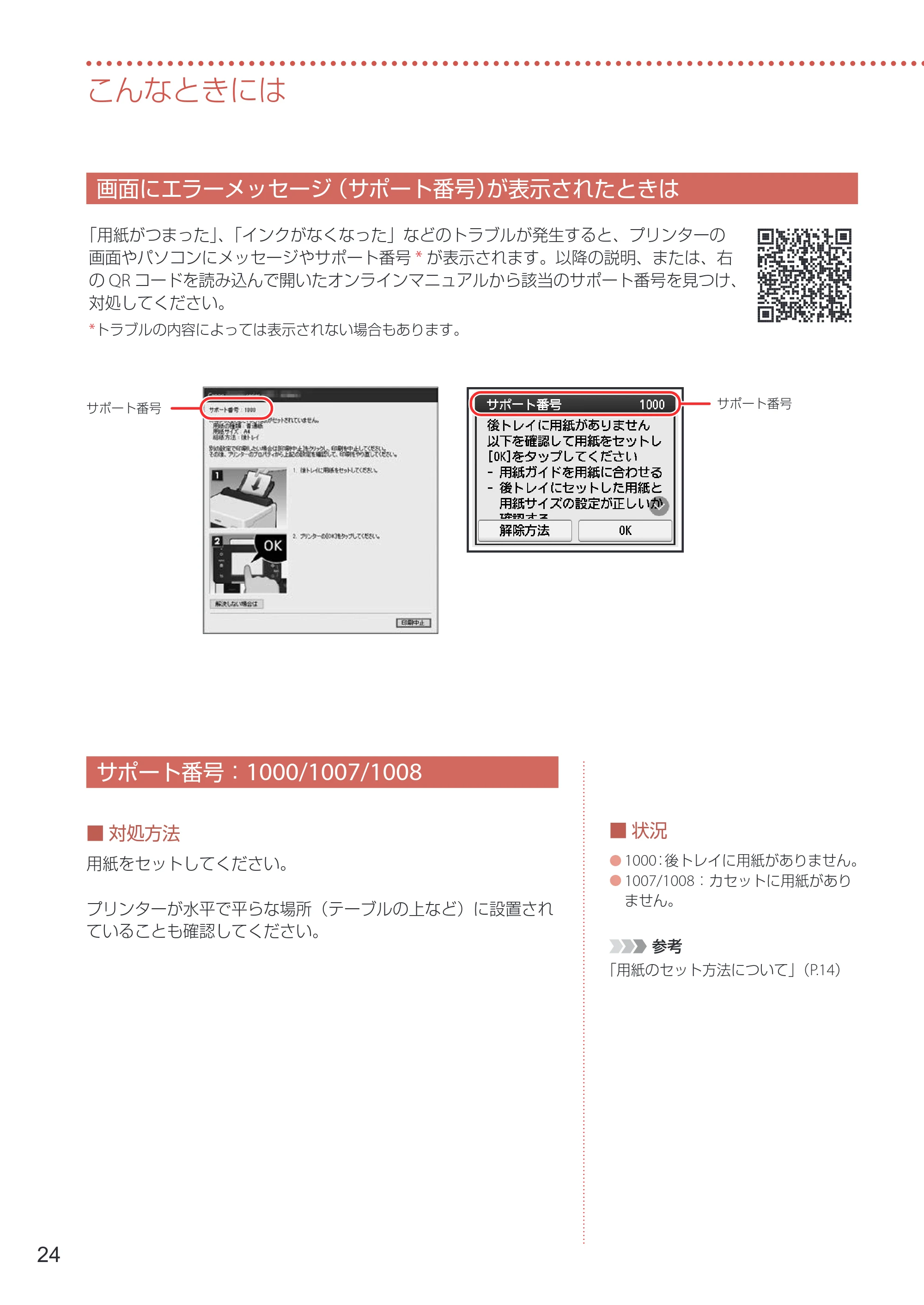 キヤノン GX5530 設置・基本操作マニュアル 2023年9月28日掲載 — 画面にエラーメッセージ（サポート番号）が表示されたときは — 原本ページ — 26ページ