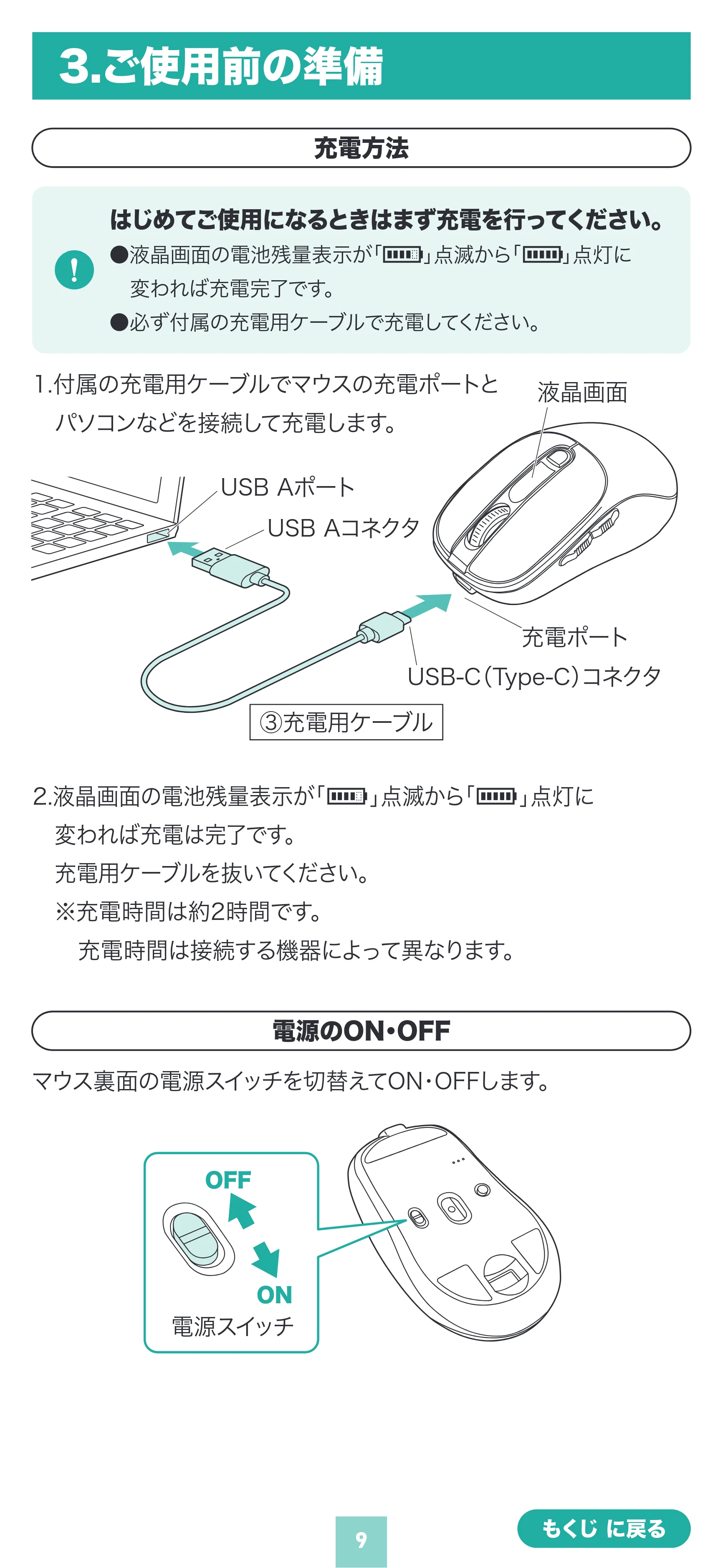 サンワサプライ MA-WBIRS550BK / MA-WBIRS550BL / MA-WBIRS550Y 取扱説明書 — 原本ページ — 9ページ