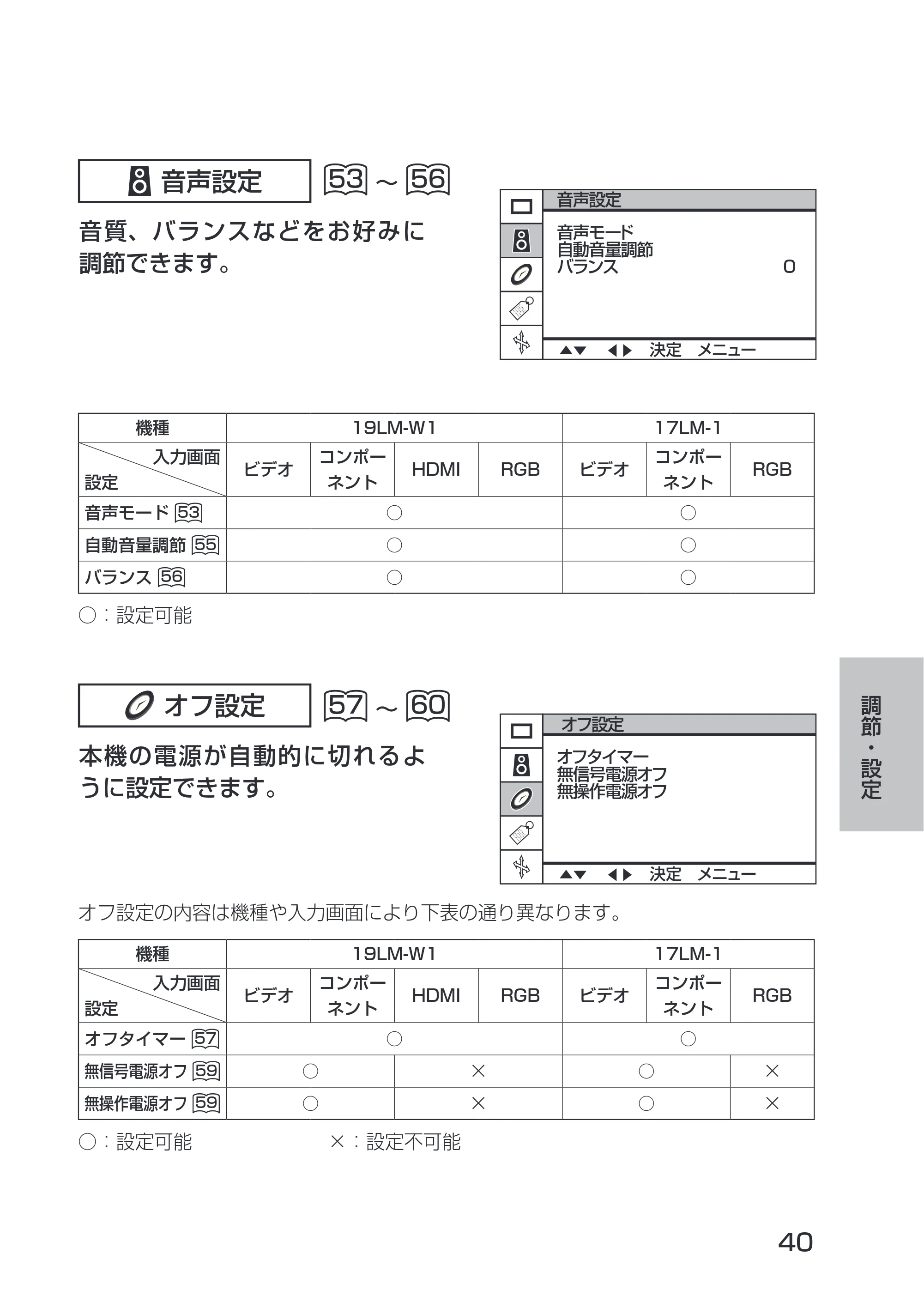 日立 19LM-W1 / 17LM-1 取扱説明書 — 音声設定 — 原本ページ — 4ページ