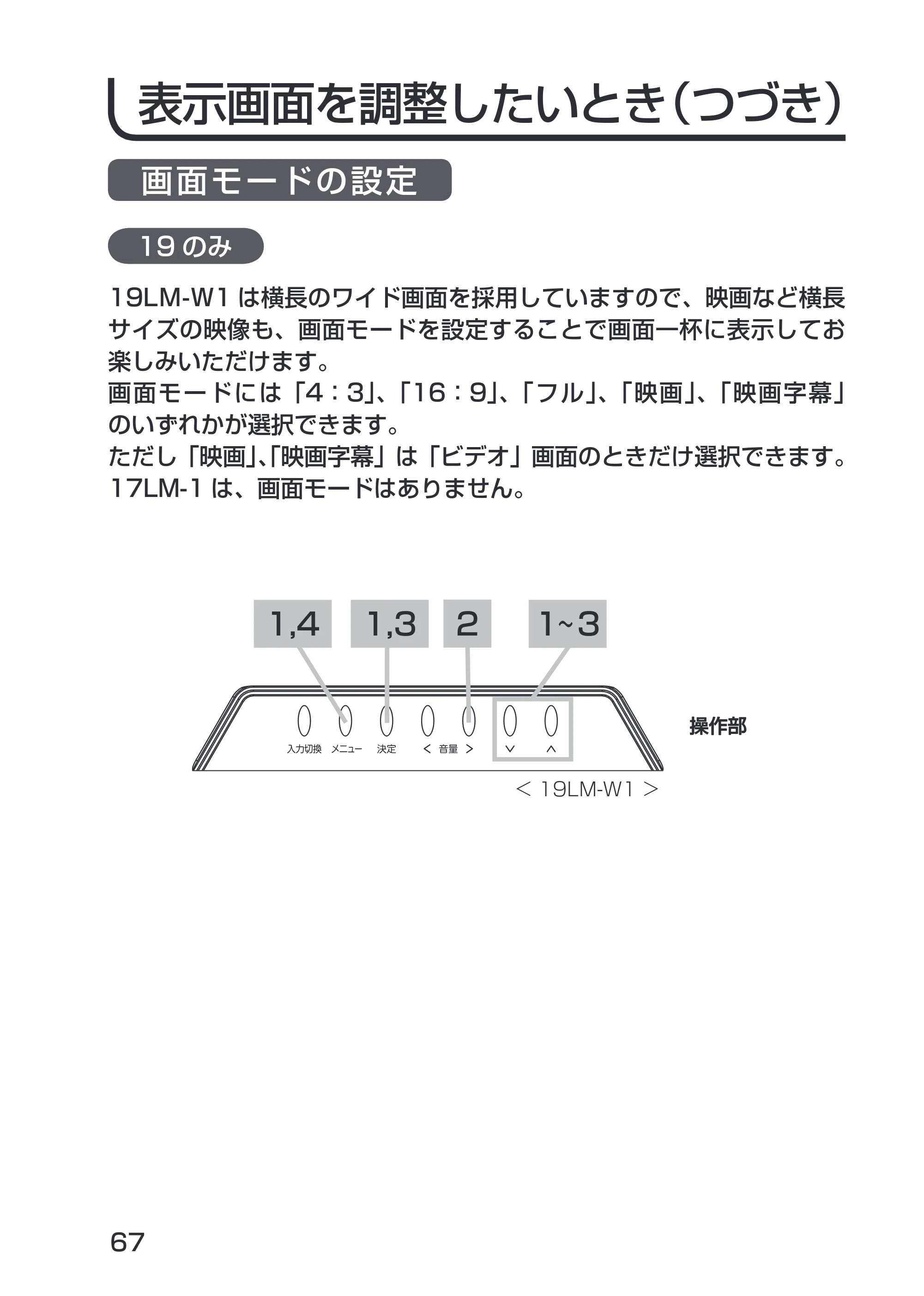 日立 19LM-W1 / 17LM-1 取扱説明書 — 画面モードの設定 — 原本ページ — 31ページ