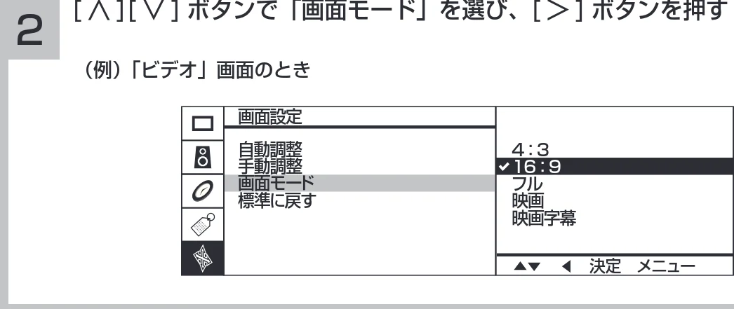 日立 19LM-W1 / 17LM-1 取扱説明書 — [ メニュー] ボタンを2 回押して、メニューを消す 4 — 図版 32-1 — 32ページ