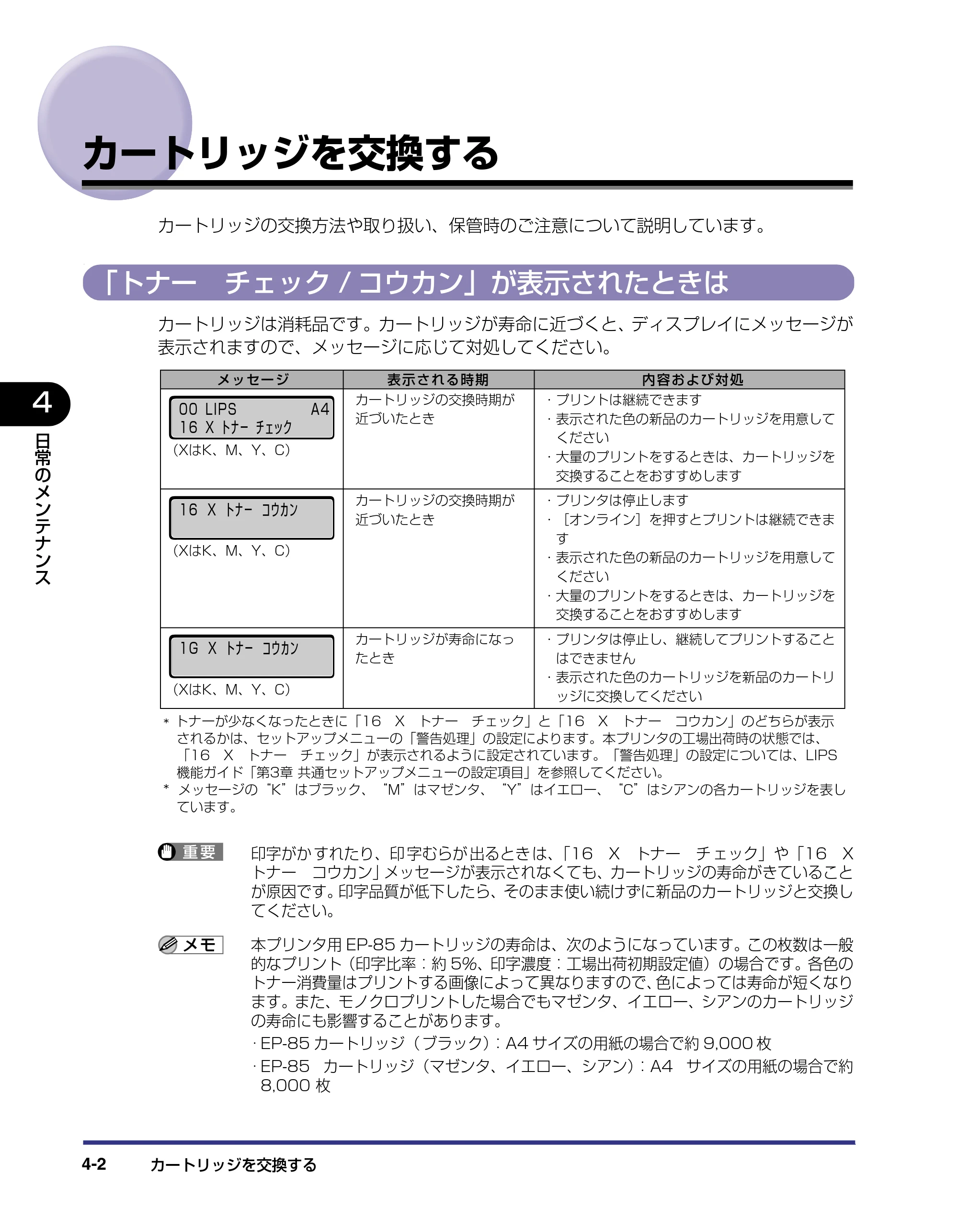 キヤノン LBP-2510 ユーザーズガイド （PDF形式／6.72Mバイト） — カートリッジを交換する — 原本ページ — 132ページ