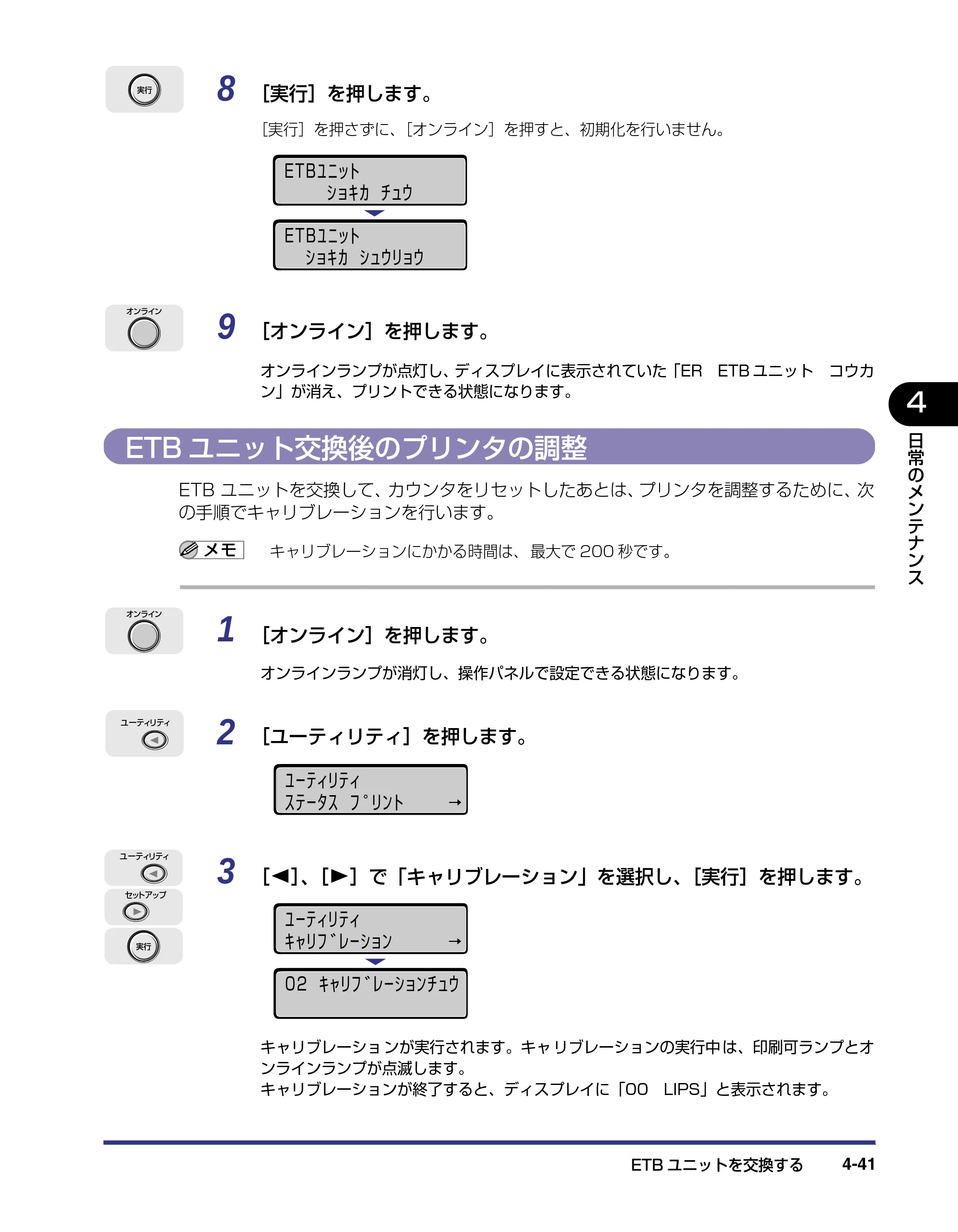 キヤノン LBP-2510 ユーザーズガイド （PDF形式／6.72Mバイト） — ETBユニット交換後のプリンタの調整 — 原本ページ — 171ページ