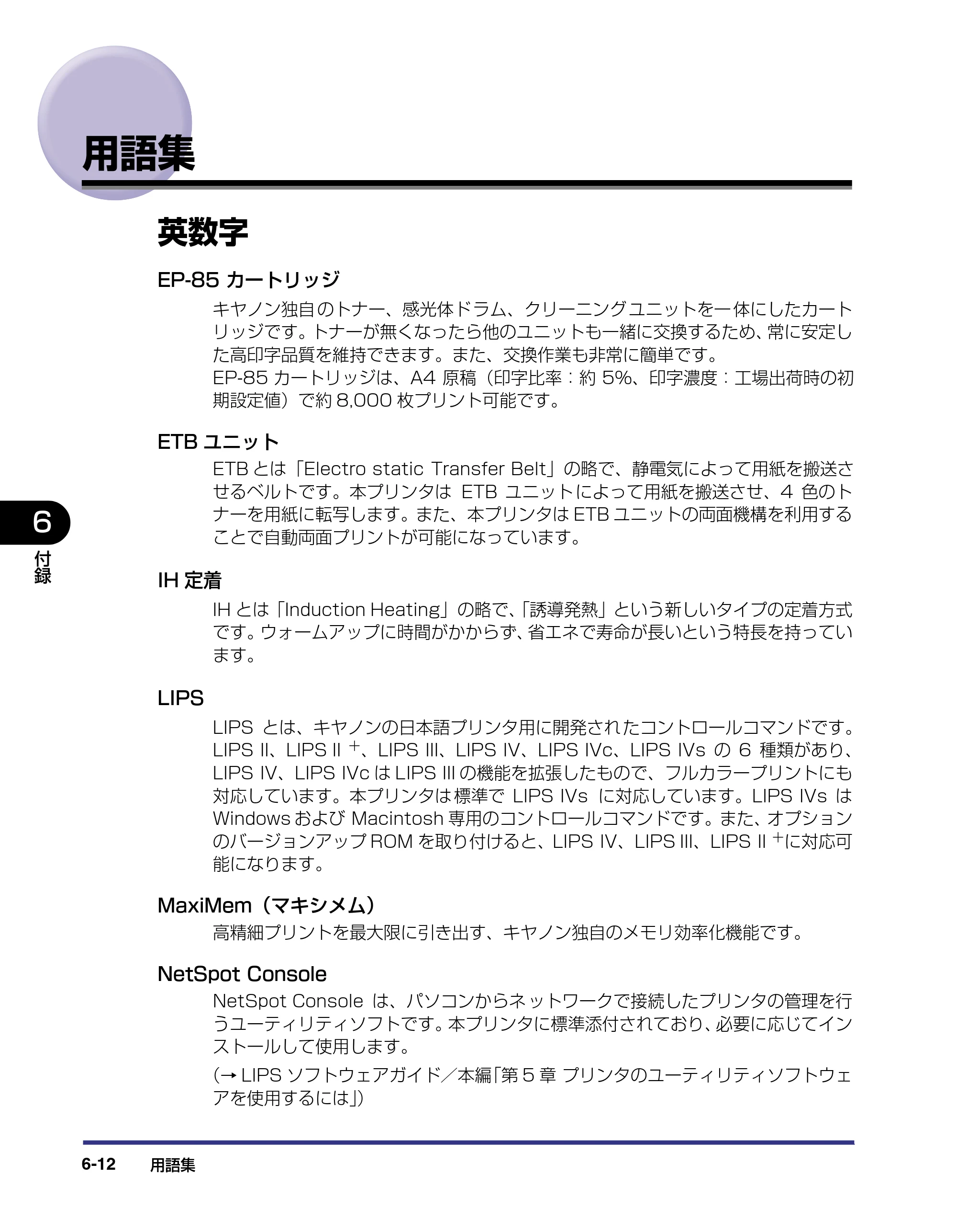キヤノン LBP-2510 ユーザーズガイド （PDF形式／6.72Mバイト） — 用語集 — 原本ページ — 250ページ