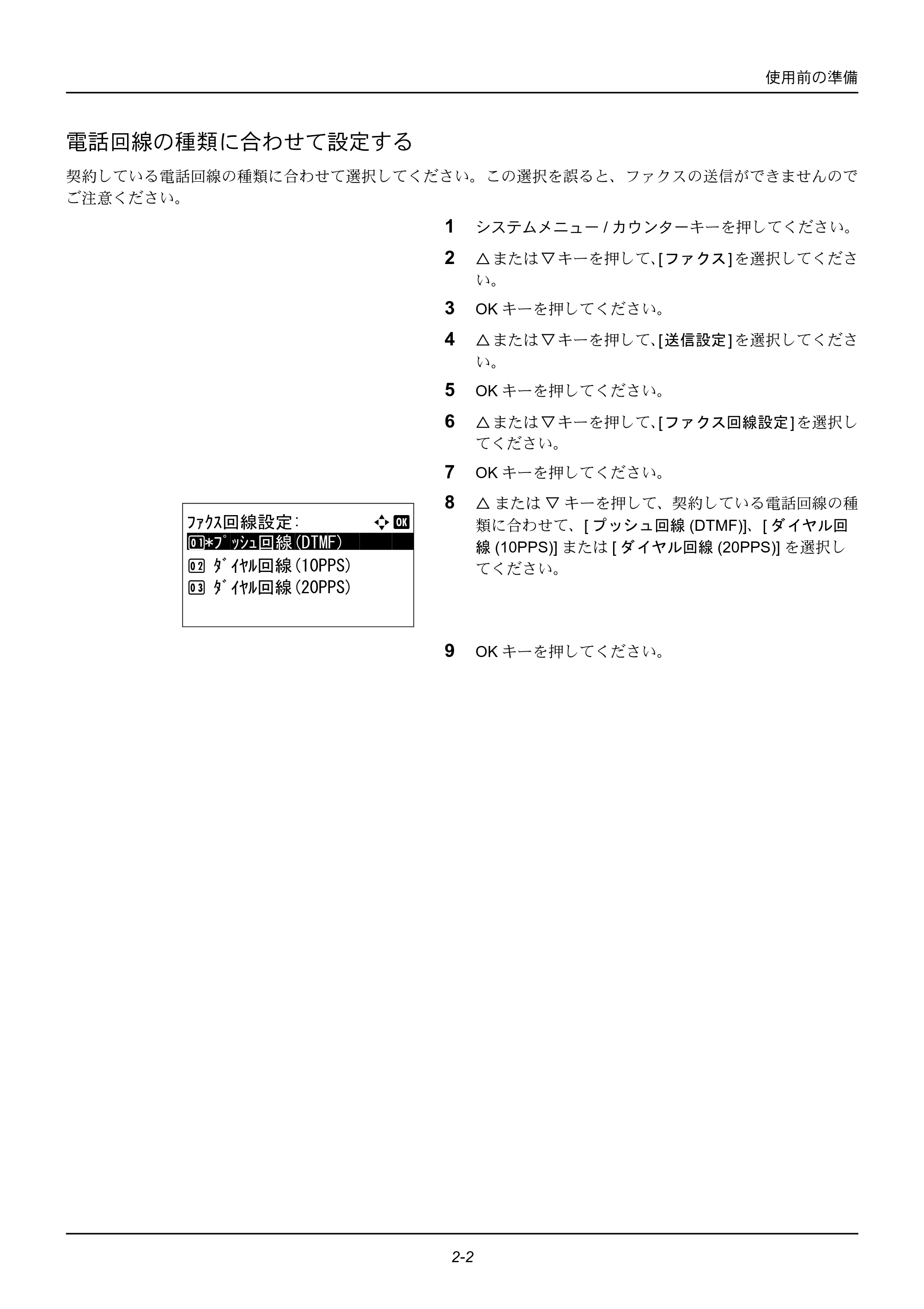 京セラ ECOSYS M2535dn ECOSYS M2535dn FAX使用説明書 — 電話回線の種類に合わせて設定する — 原本ページ — 18ページ